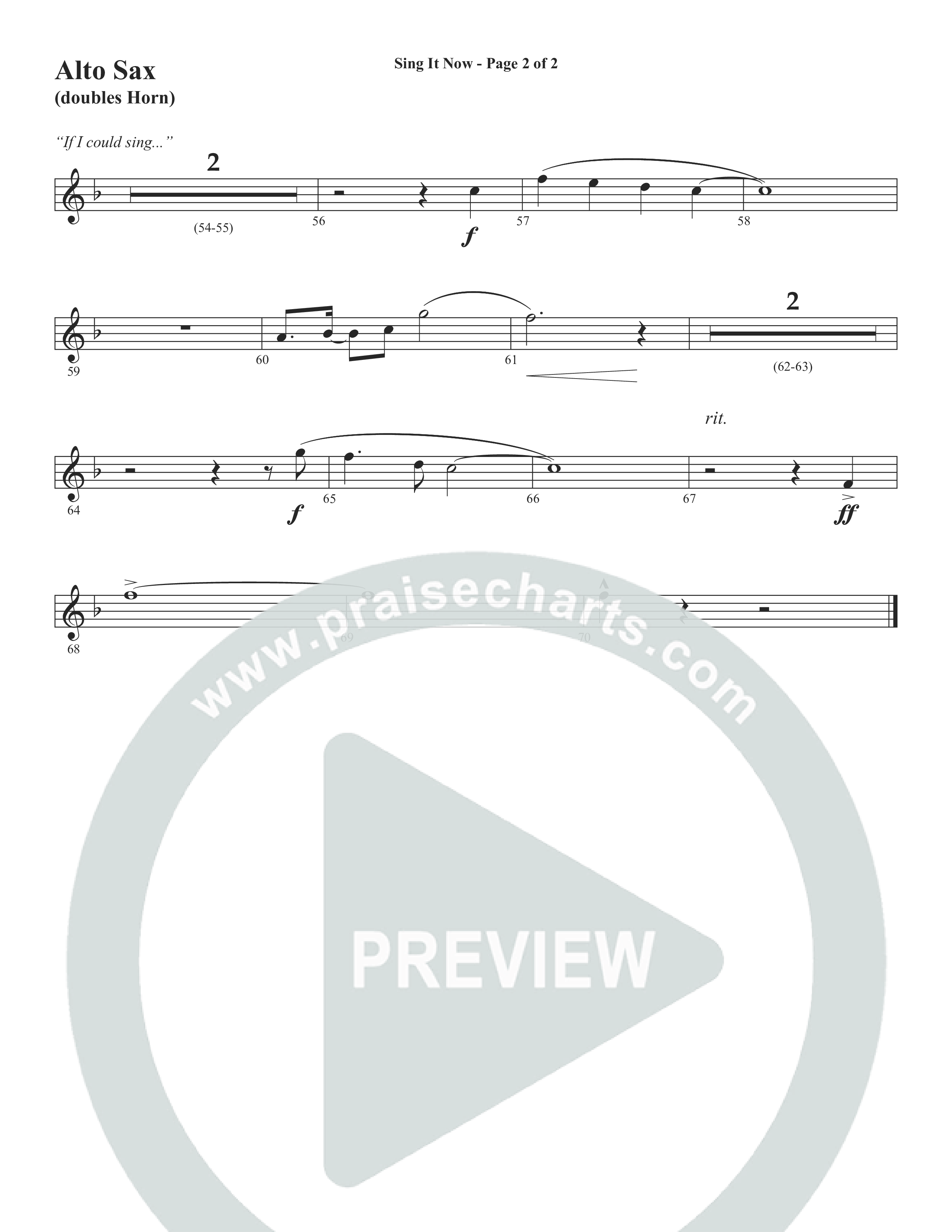 Sing It Now (Choral Anthem SATB) Alto Sax (Word Music Choral / Orch. Cliff Duren)