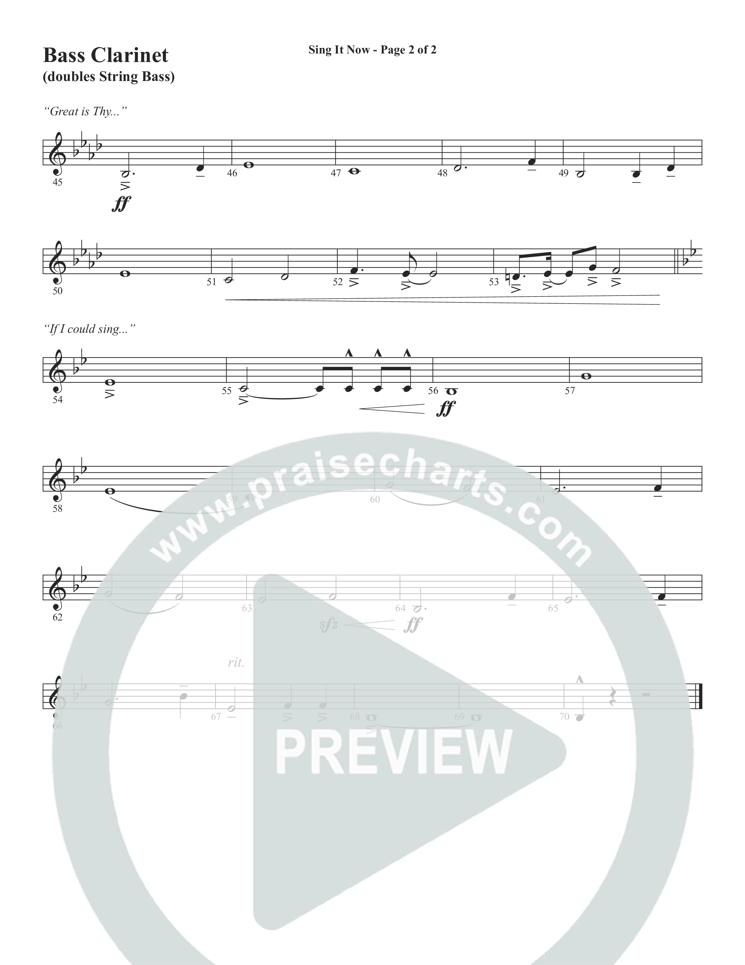 Sing It Now (Choral Anthem SATB) Bass Clarinet (Word Music Choral / Orch. Cliff Duren)