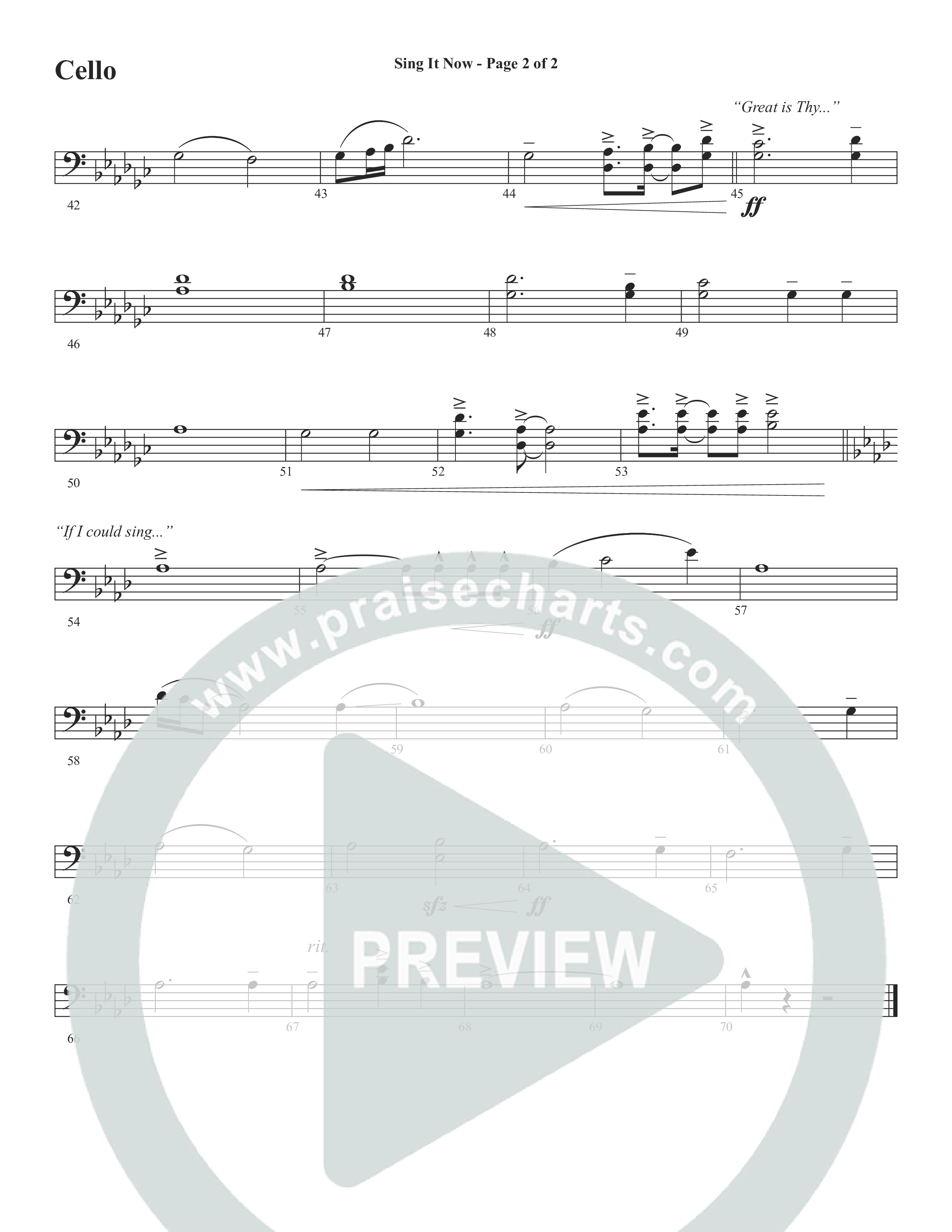 Sing It Now (Choral Anthem SATB) Cello (Word Music Choral / Orch. Cliff Duren)