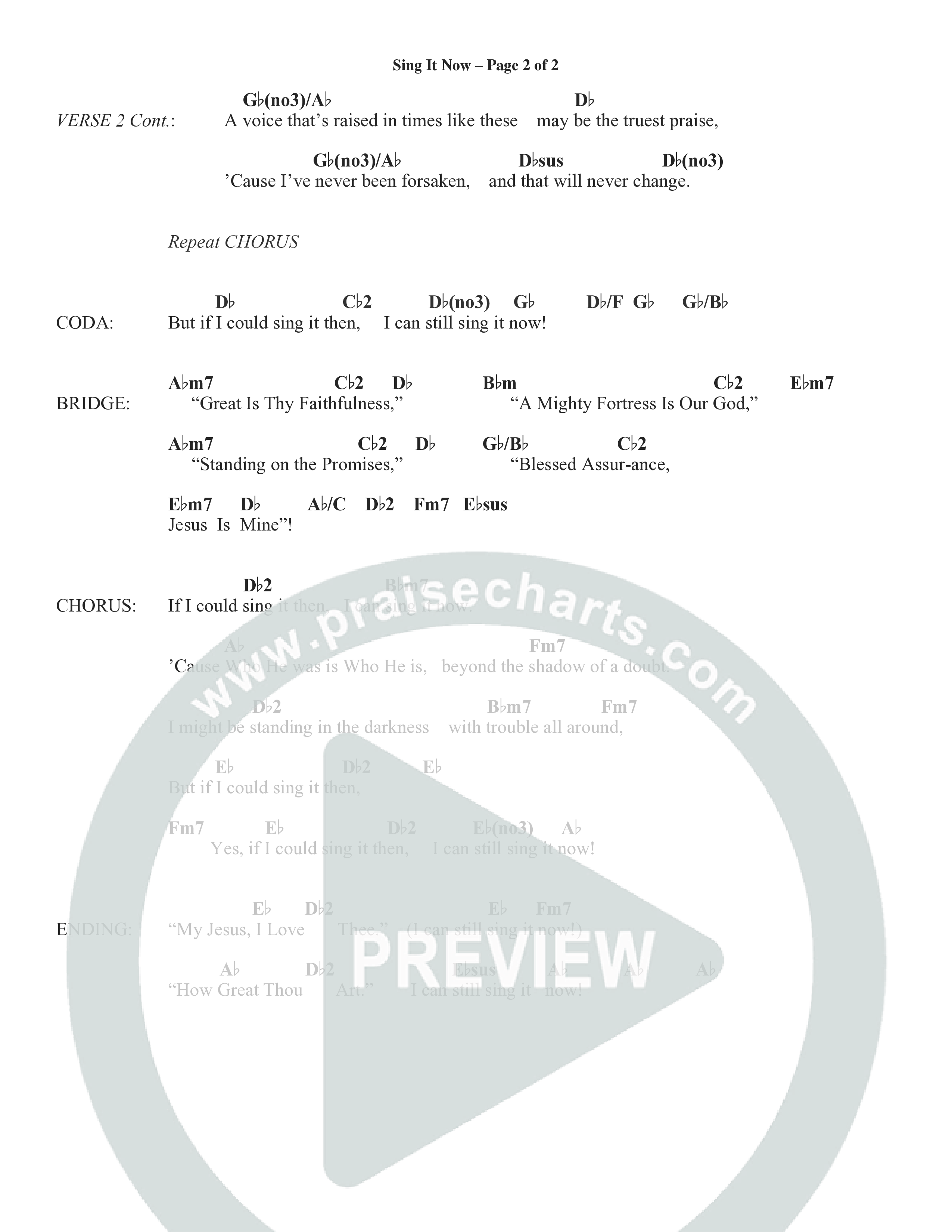 Sing It Now (Choral Anthem SATB) Chord Chart (Word Music Choral / Orch. Cliff Duren)
