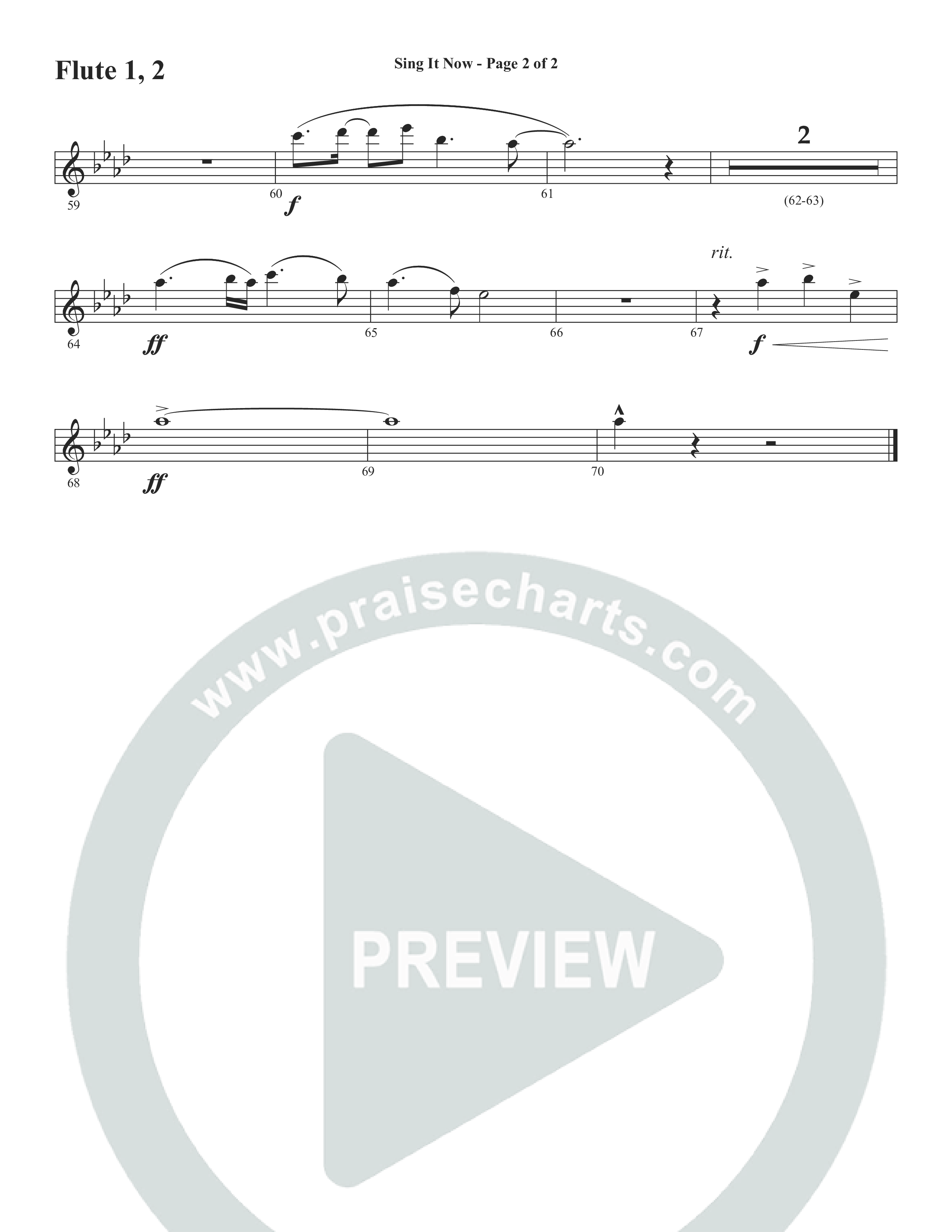 Sing It Now (Choral Anthem SATB) Flute 1/2 (Word Music Choral / Orch. Cliff Duren)