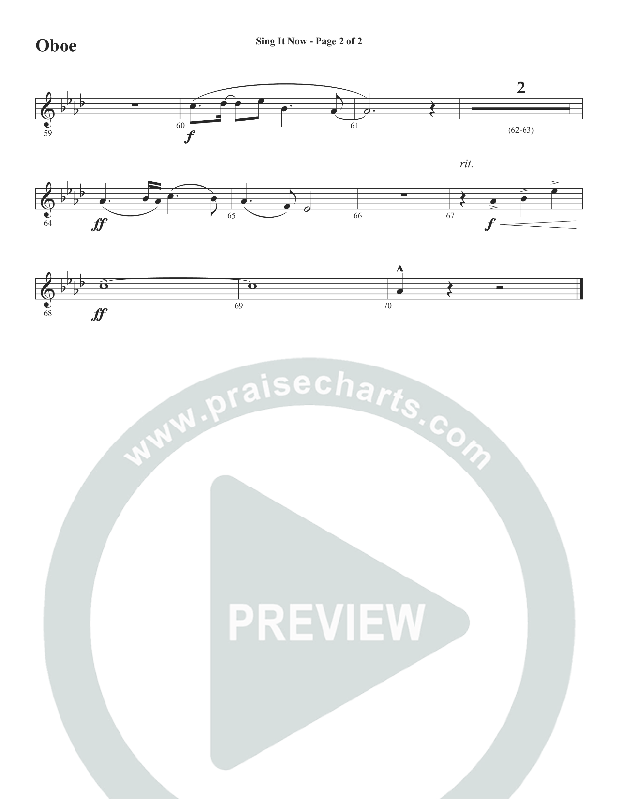 Sing It Now (Choral Anthem SATB) Oboe (Word Music Choral / Orch. Cliff Duren)
