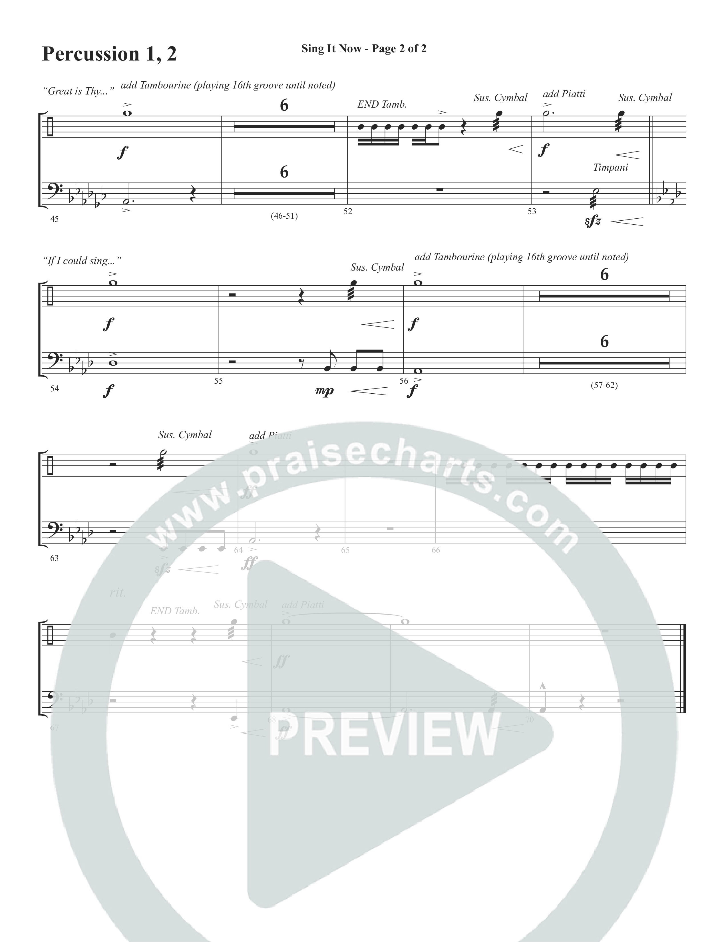 Sing It Now (Choral Anthem SATB) Percussion 1/2 (Word Music Choral / Orch. Cliff Duren)