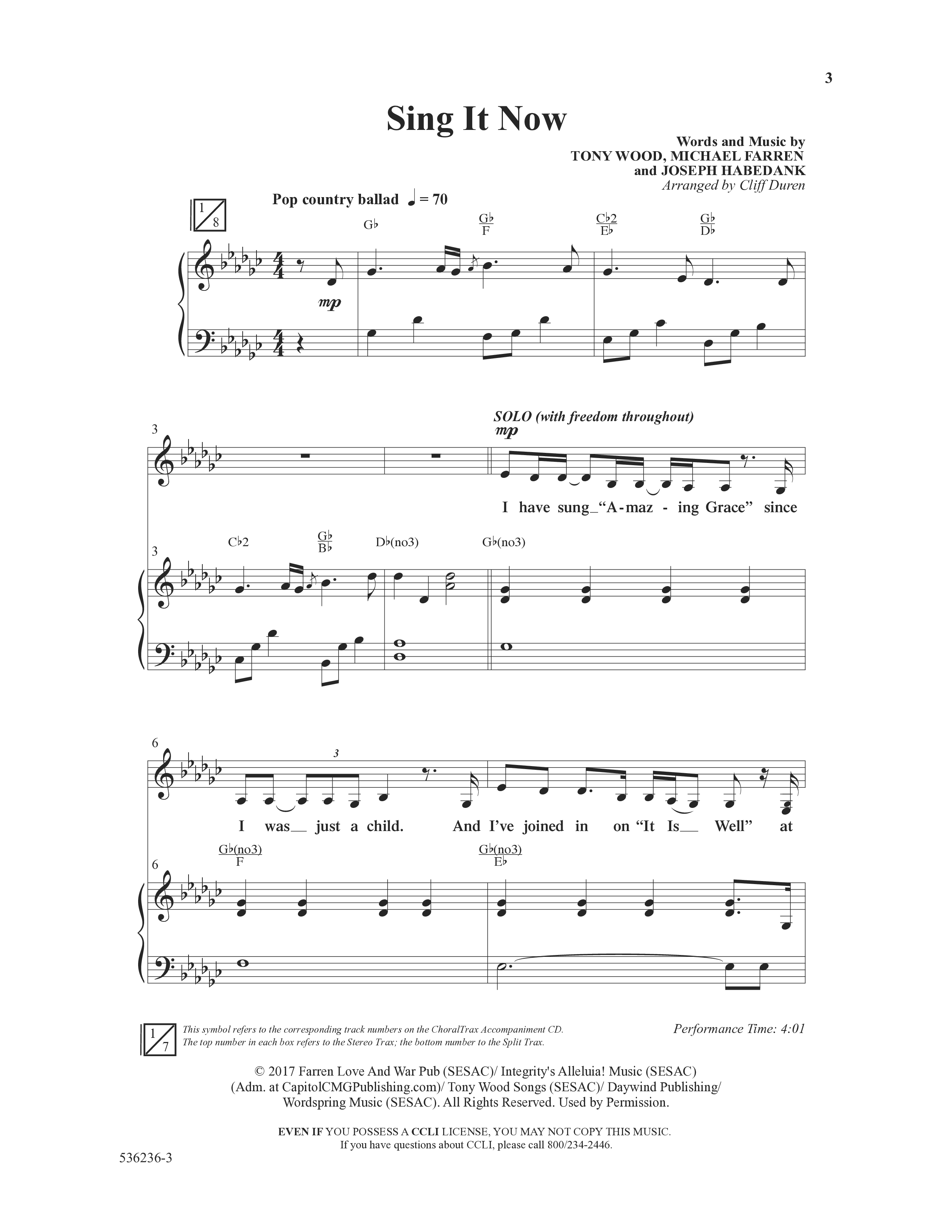 Sing It Now (Choral Anthem SATB) Anthem (SATB/Piano) (Word Music Choral / Orch. Cliff Duren)