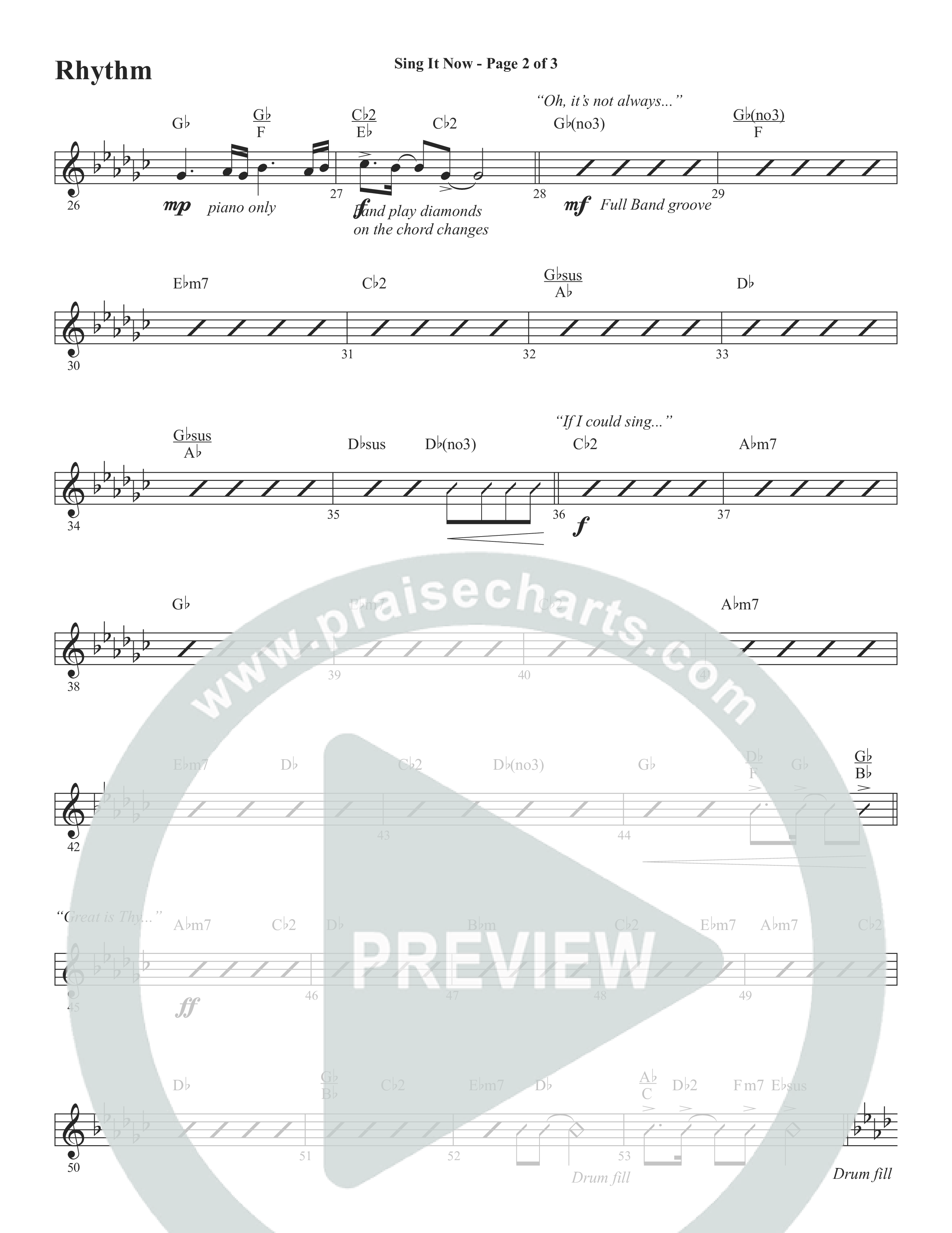 Sing It Now (Choral Anthem SATB) Rhythm Chart (Word Music Choral / Orch. Cliff Duren)