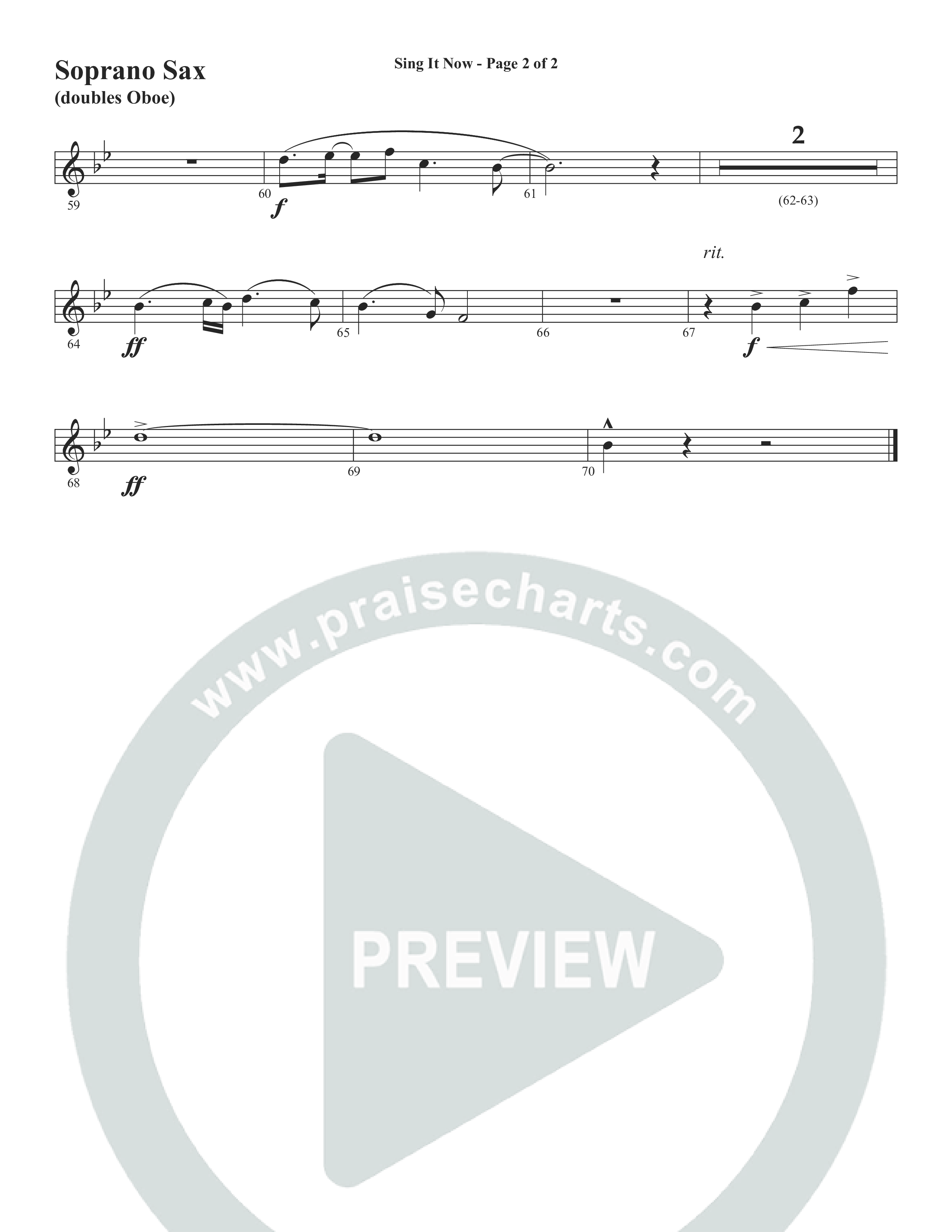 Sing It Now (Choral Anthem SATB) Soprano Sax (Word Music Choral / Orch. Cliff Duren)