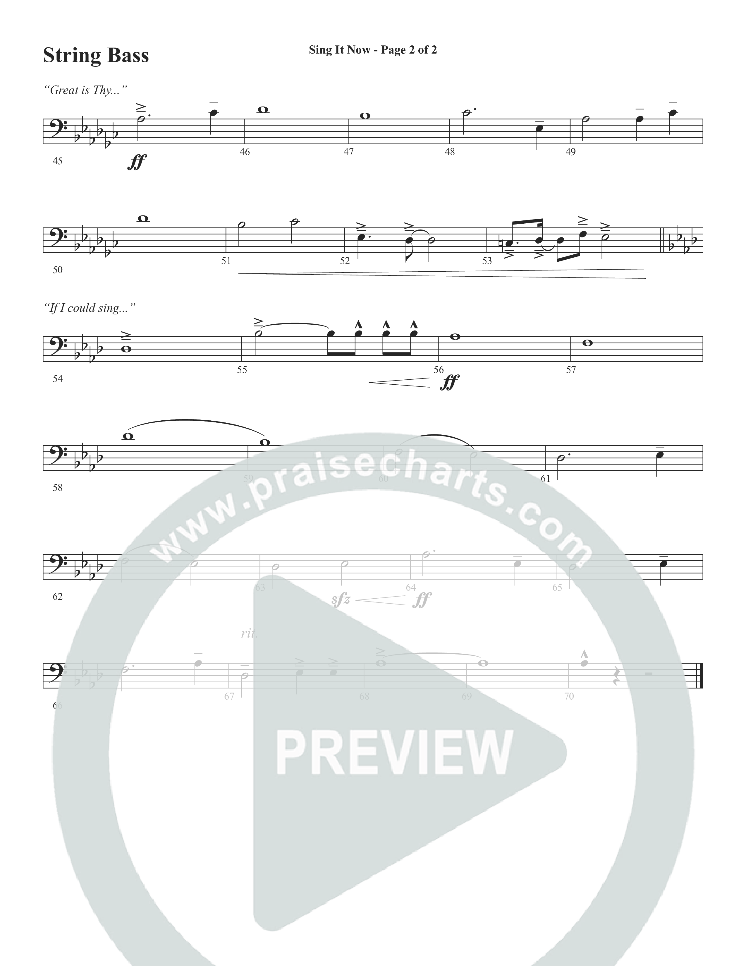Sing It Now (Choral Anthem SATB) String Bass (Word Music Choral / Orch. Cliff Duren)