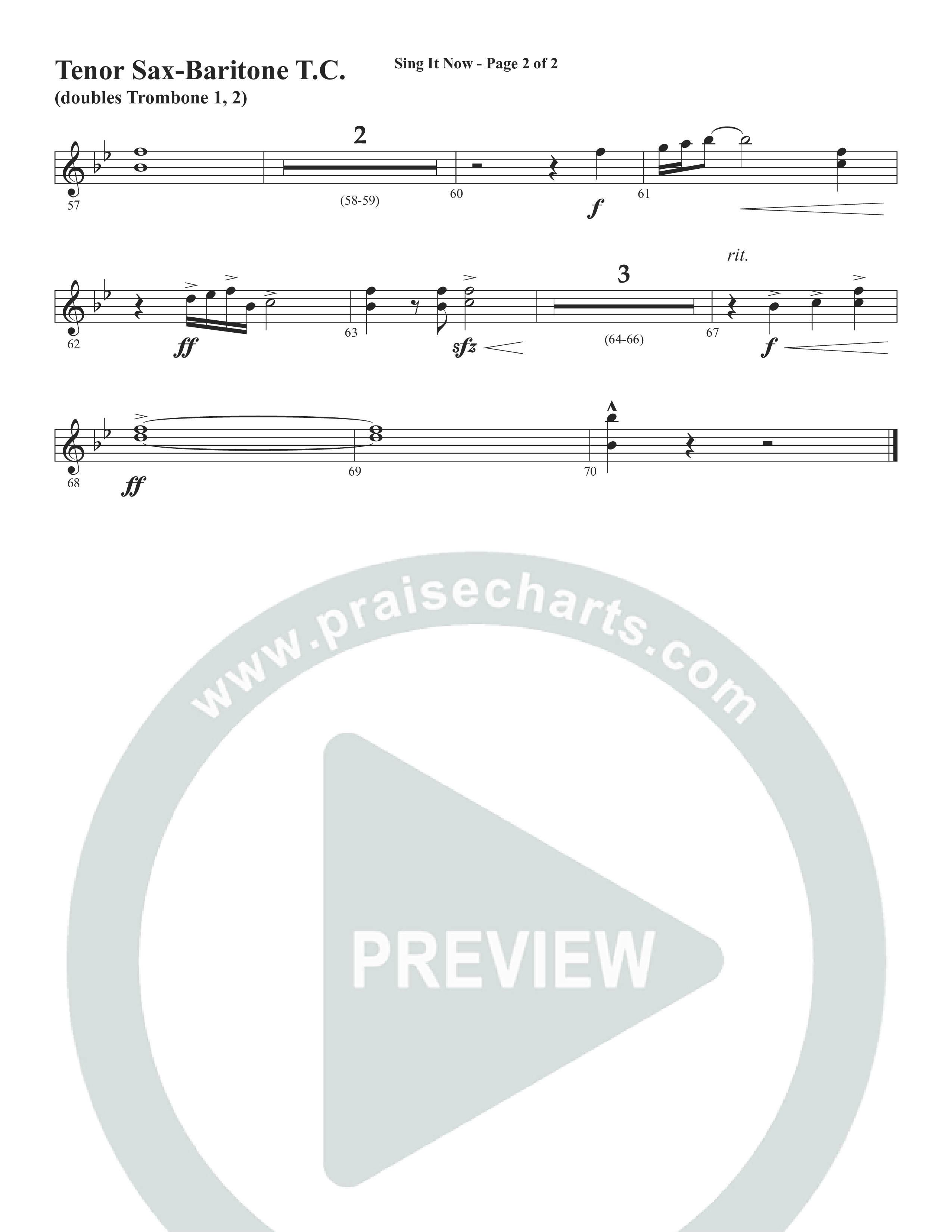 Sing It Now (Choral Anthem SATB) Tenor Sax/Baritone T.C. (Word Music Choral / Orch. Cliff Duren)