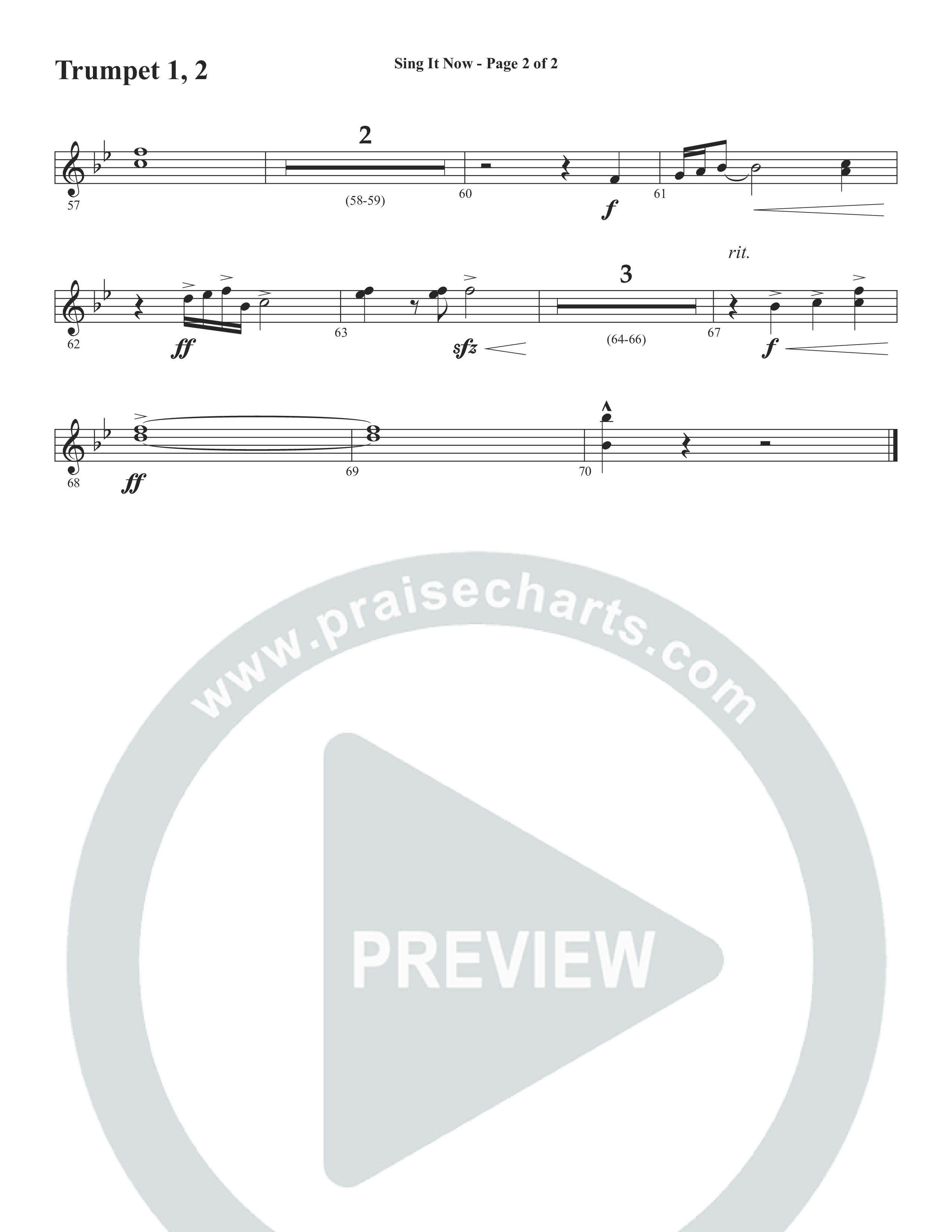 Sing It Now (Choral Anthem SATB) Trumpet 1,2 (Word Music Choral / Orch. Cliff Duren)