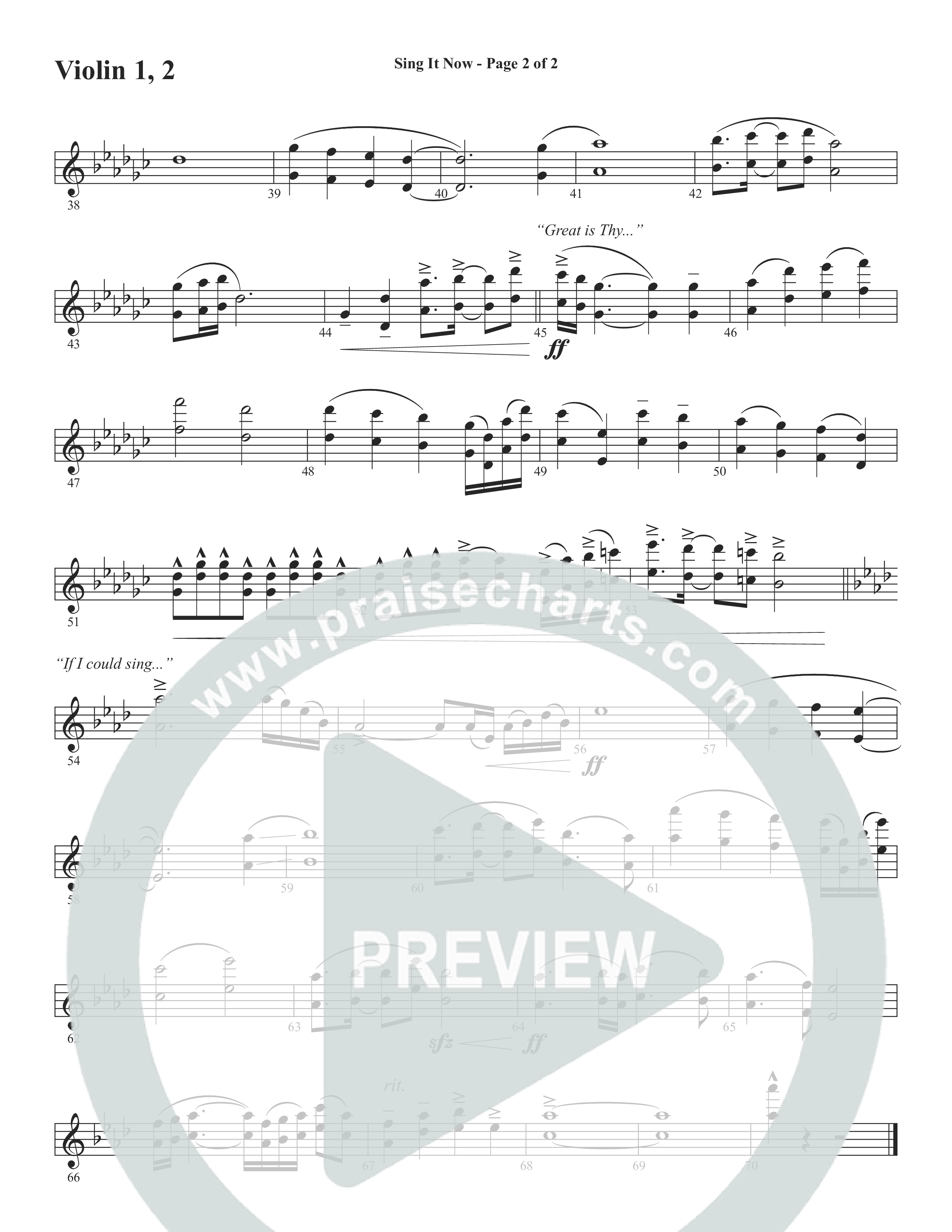 Sing It Now (Choral Anthem SATB) Violin 1/2 (Word Music Choral / Orch. Cliff Duren)