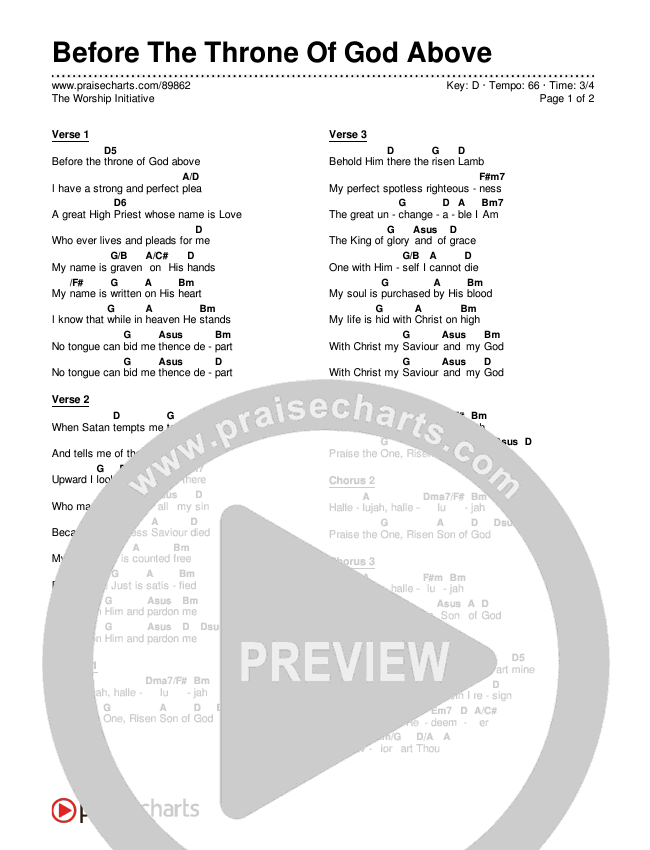 Before The Throne Of God Above Chords & Lyrics (The Worship Initiative)