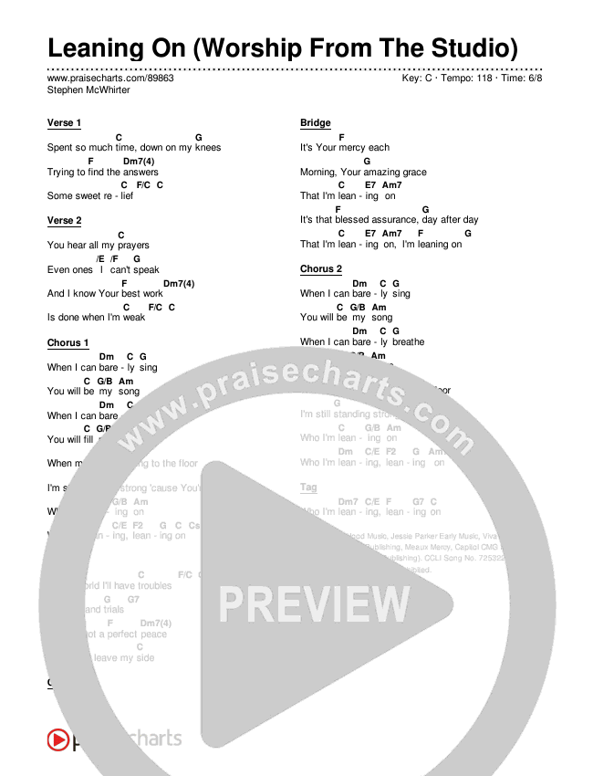 Leaning On (Worship From The Studio) Chords & Lyrics (Stephen McWhirter)