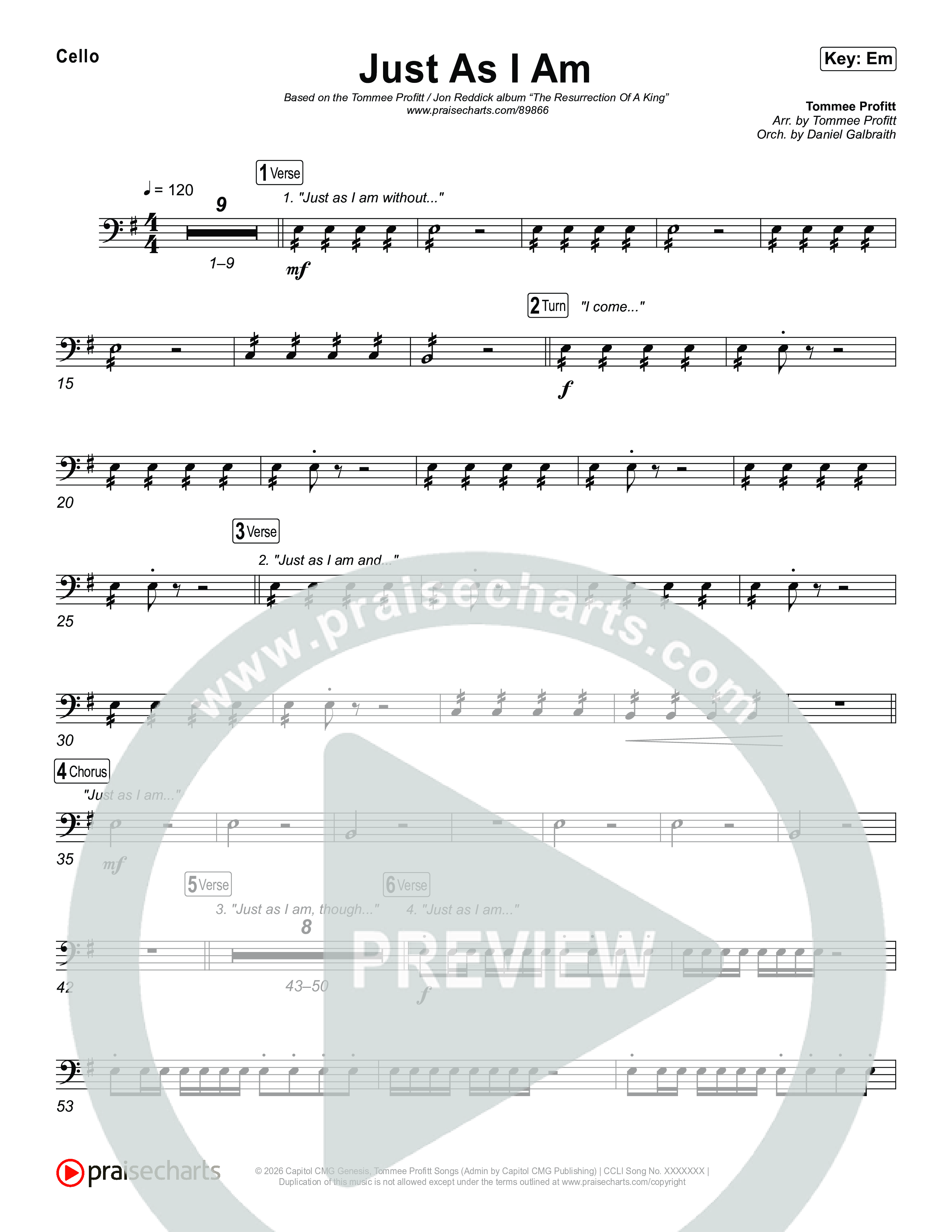 Just As I Am Cello (Tommee Profitt / Jon Reddick)