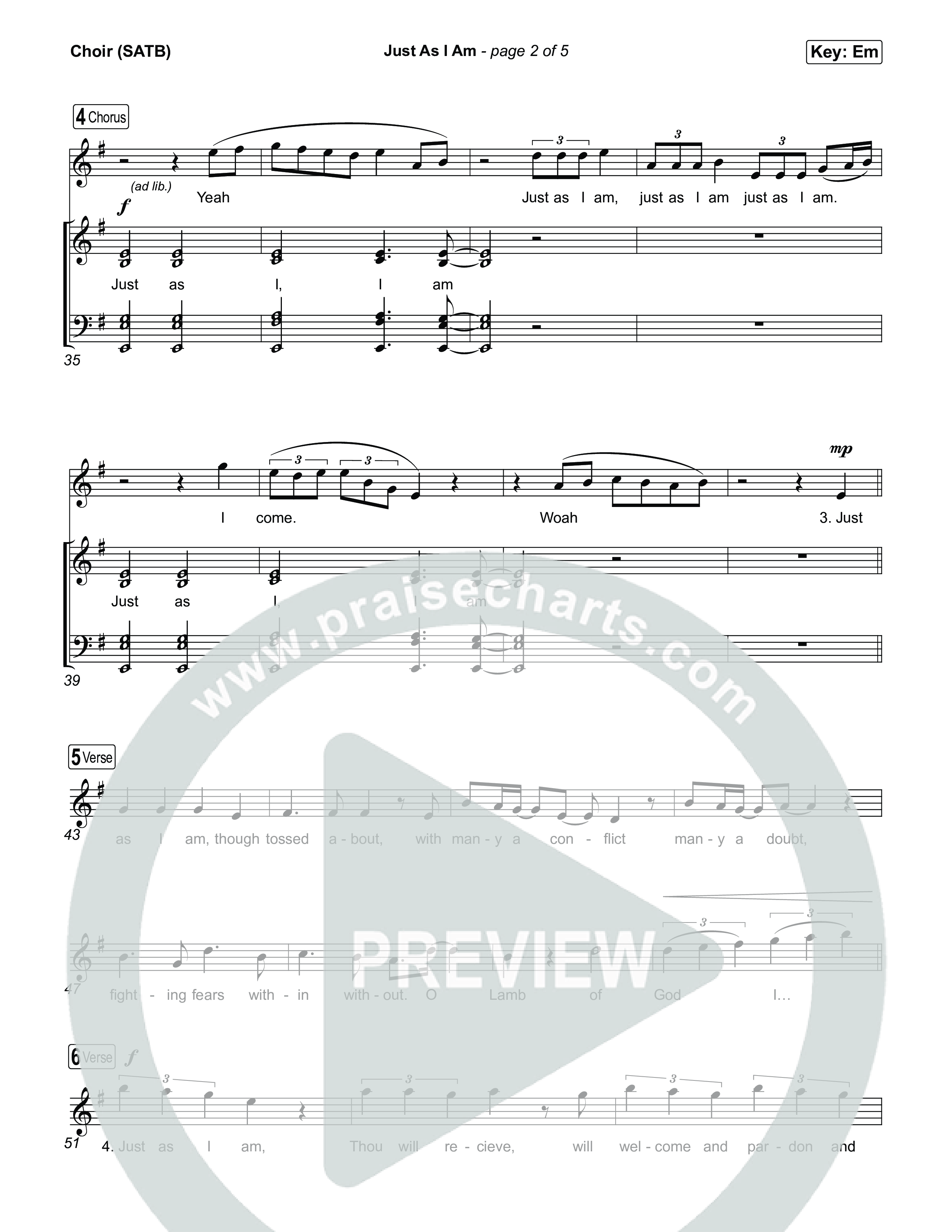 Just As I Am Choir Sheet (SATB) (Tommee Profitt / Jon Reddick)