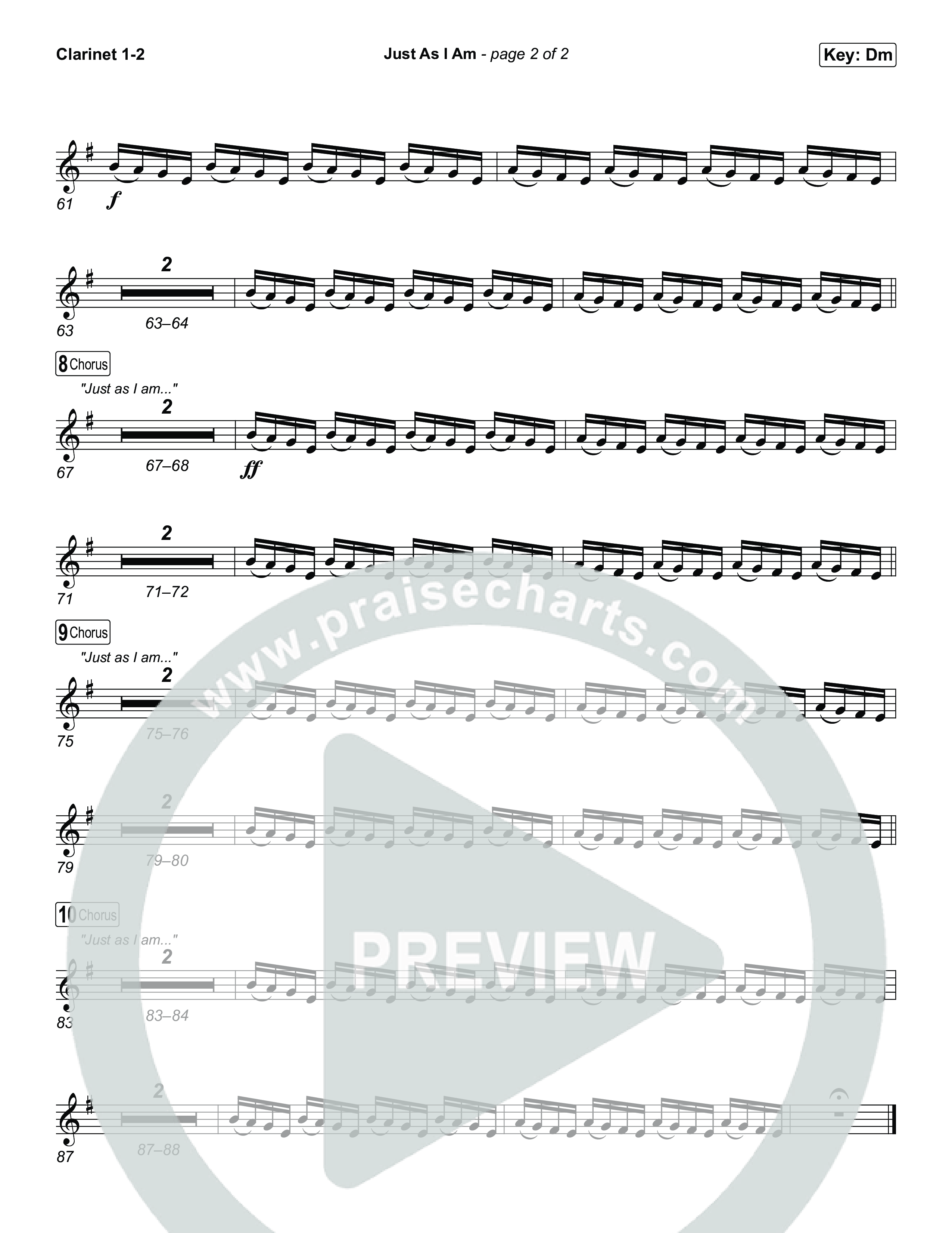 Just As I Am Clarinet 1,2 (Tommee Profitt / Jon Reddick)