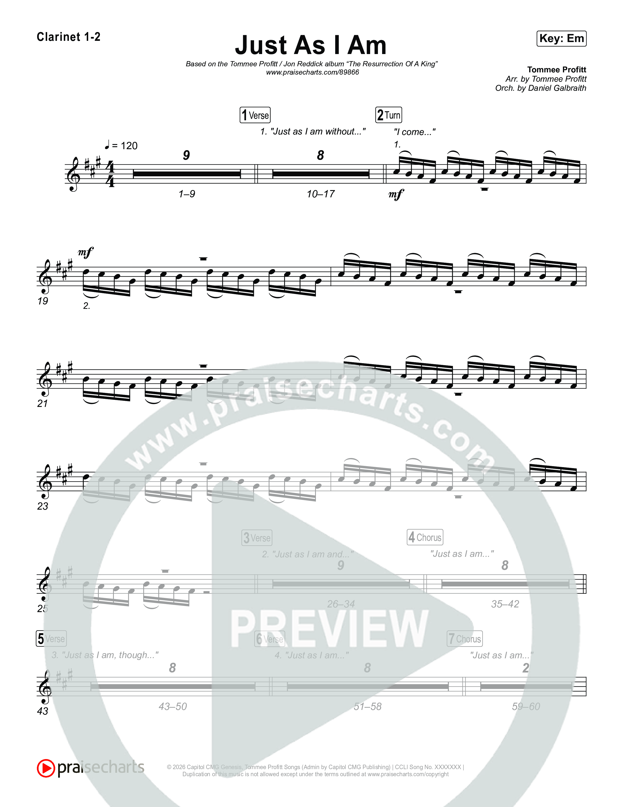 Just As I Am Clarinet 1,2 (Tommee Profitt / Jon Reddick)