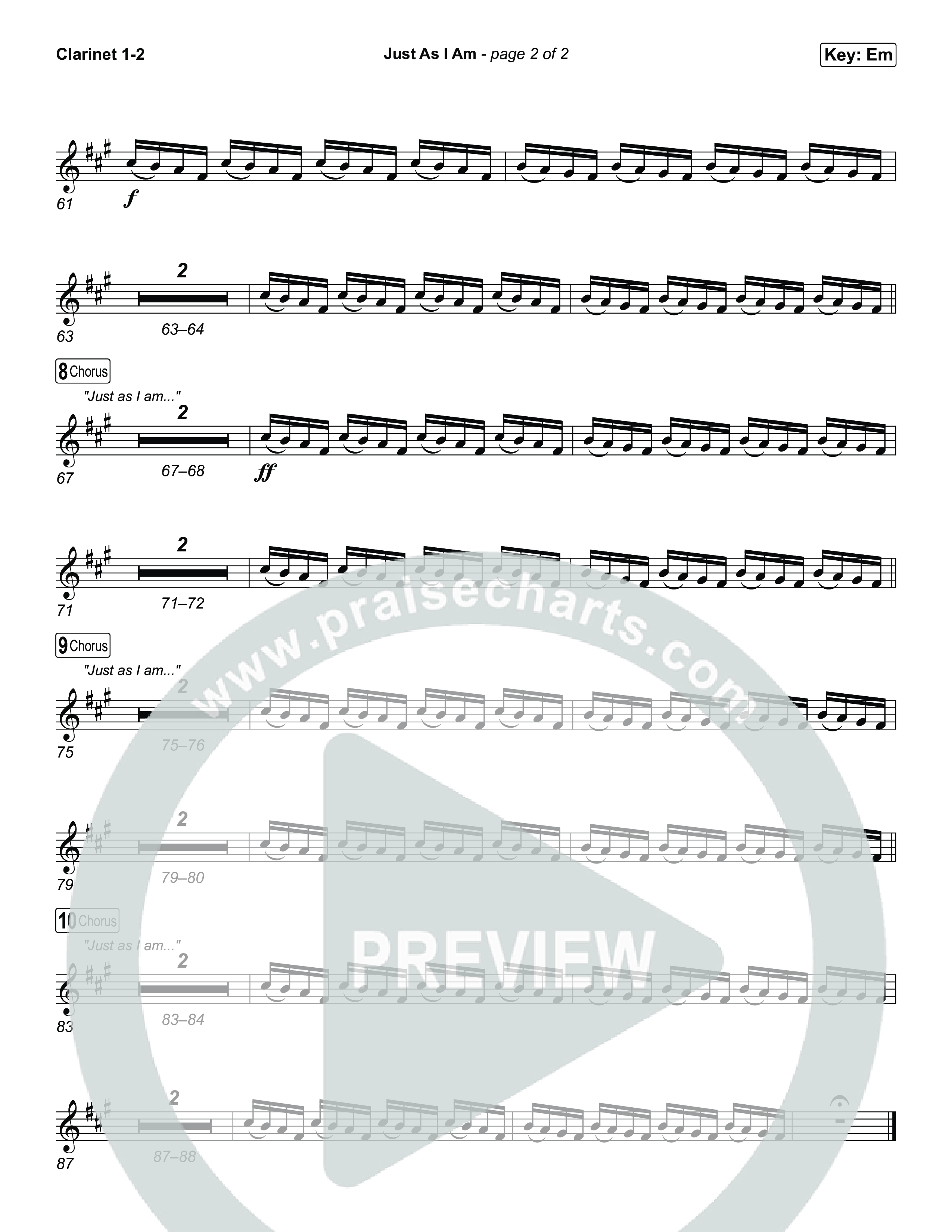 Just As I Am Clarinet 1,2 (Tommee Profitt / Jon Reddick)