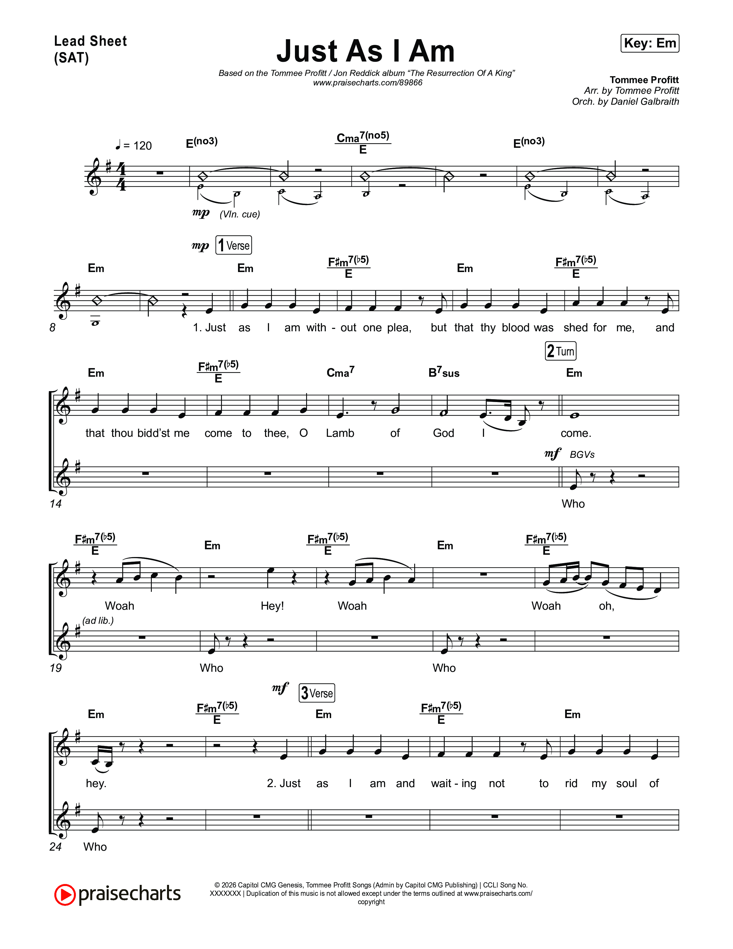Just As I Am Lead Sheet (SAT) (Tommee Profitt / Jon Reddick)