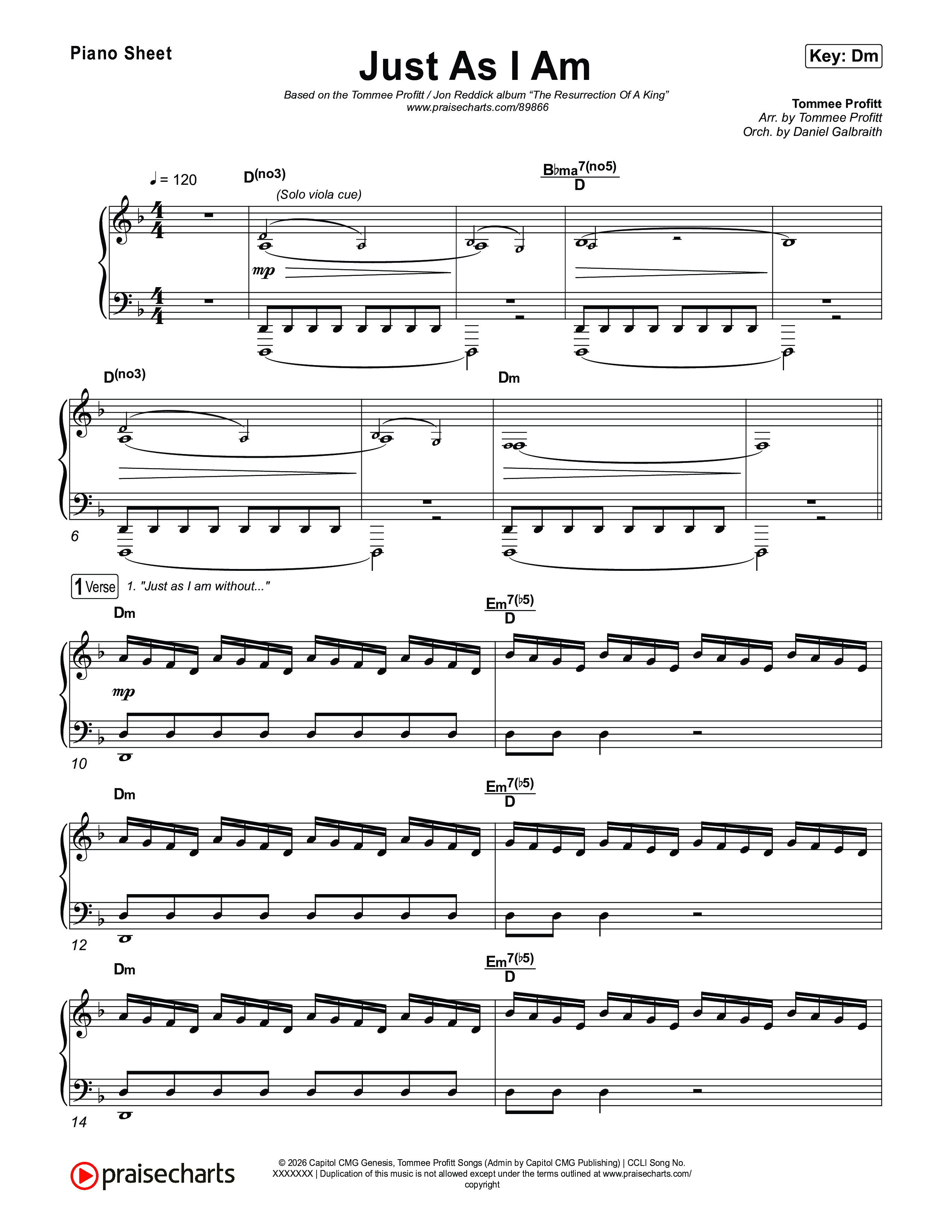 Just As I Am Piano Sheet (Tommee Profitt / Jon Reddick)