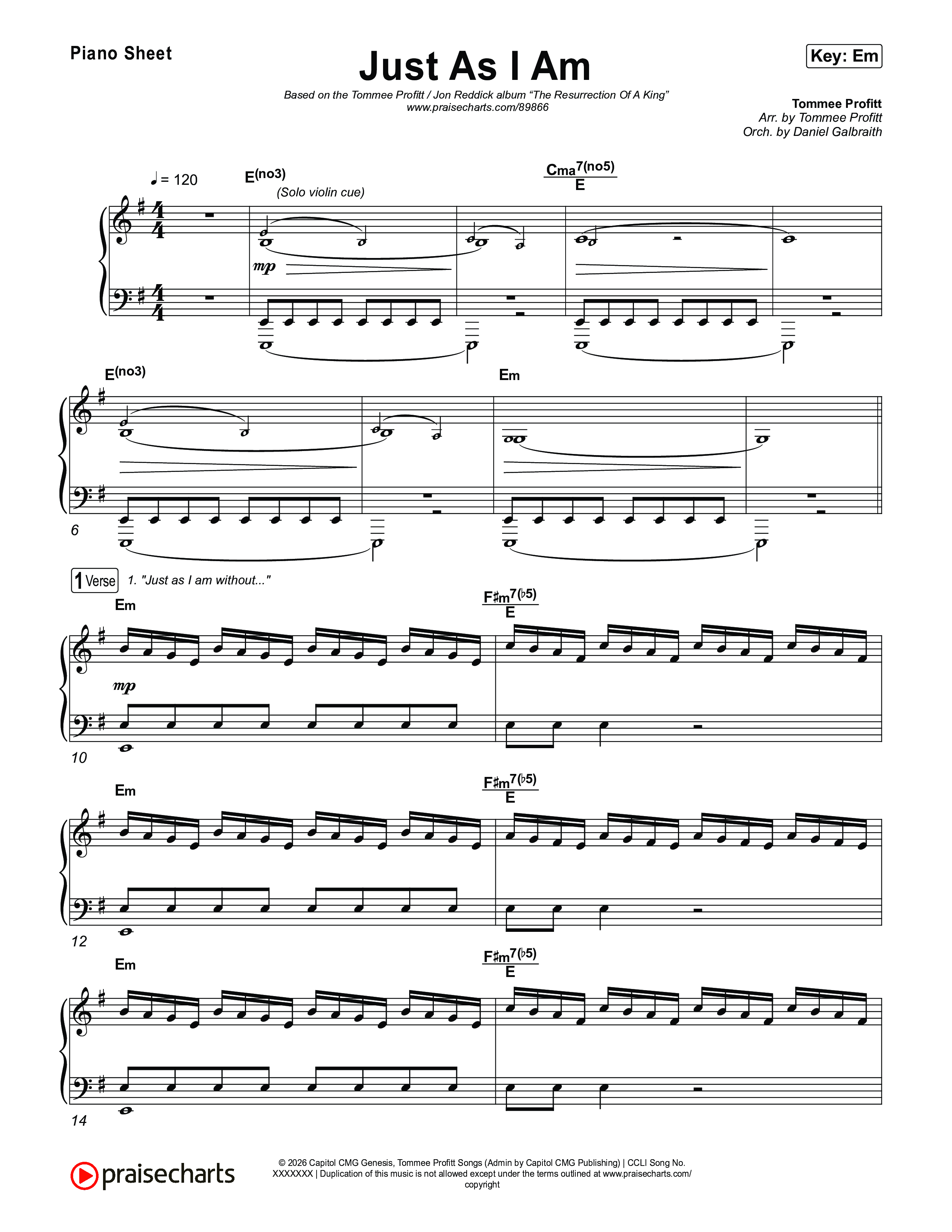 Just As I Am Piano Sheet (Tommee Profitt / Jon Reddick)