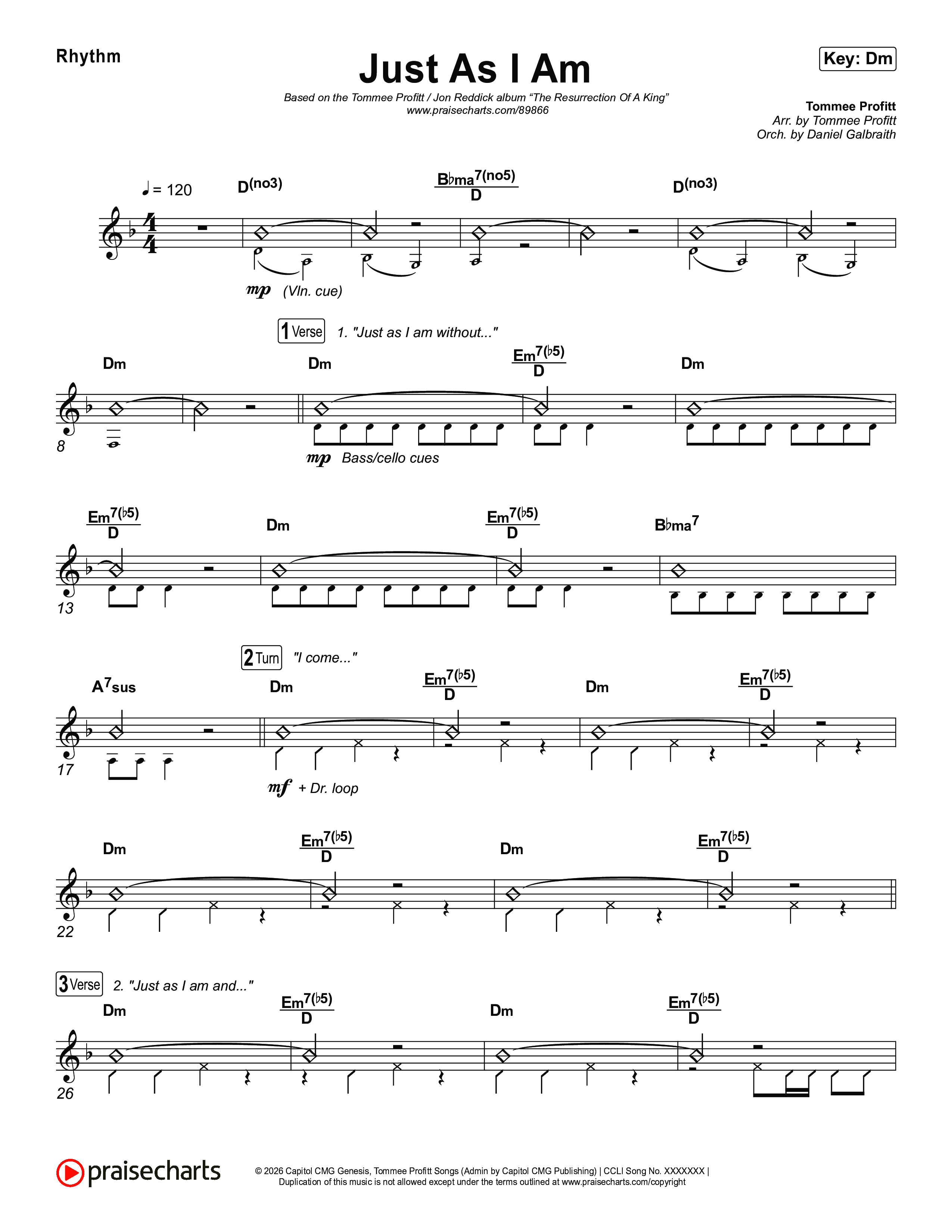 Just As I Am Rhythm Chart (Tommee Profitt / Jon Reddick)