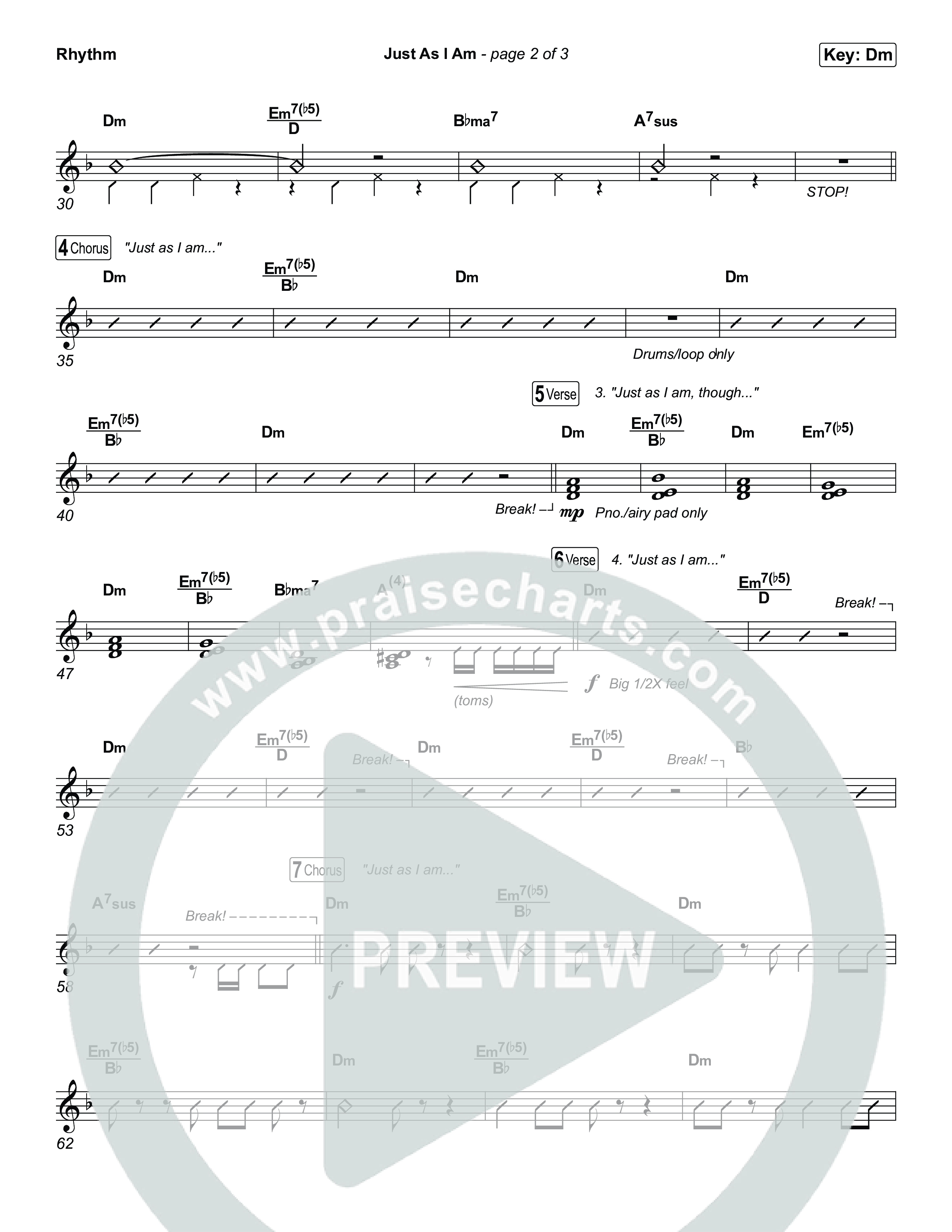 Just As I Am Rhythm Chart (Tommee Profitt / Jon Reddick)