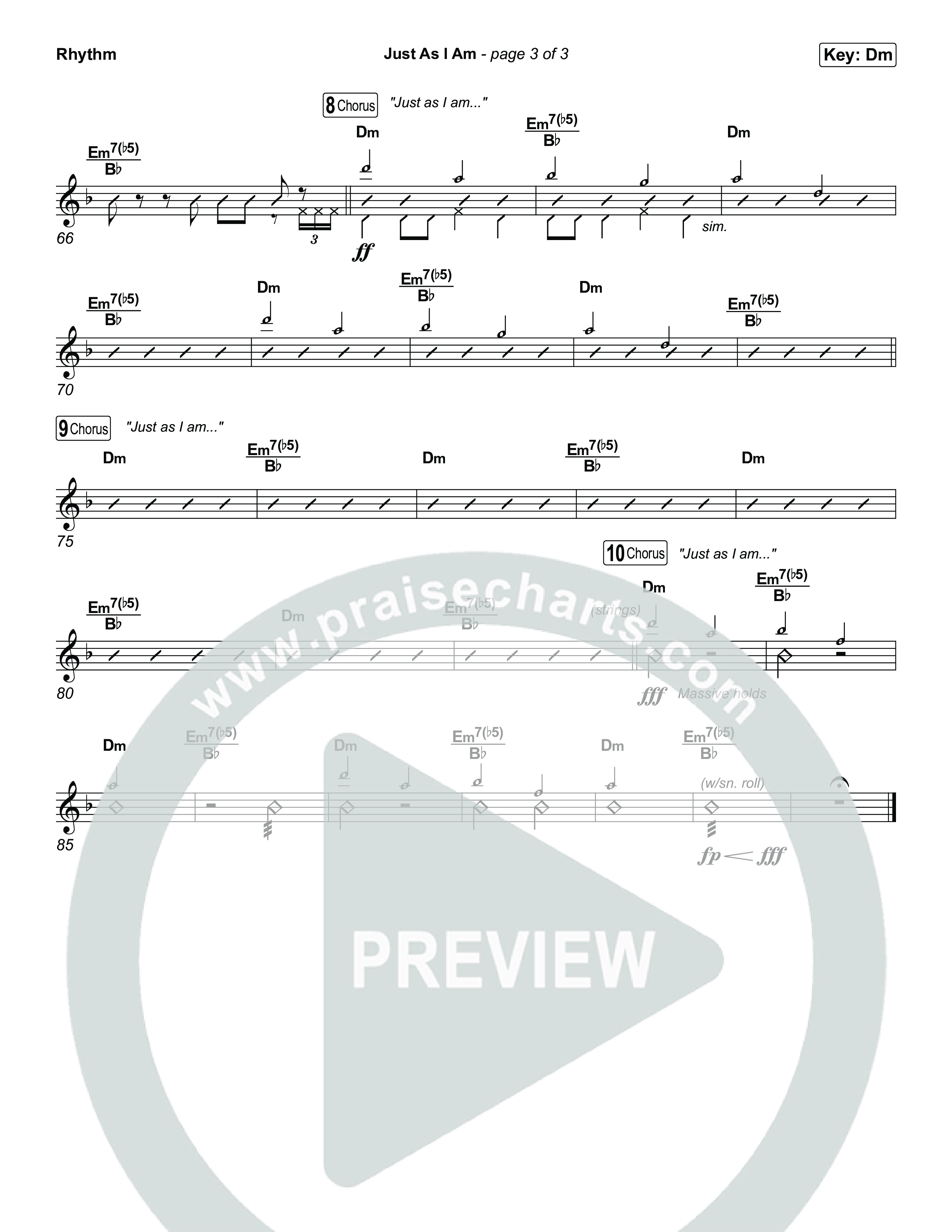 Just As I Am Rhythm Chart (Tommee Profitt / Jon Reddick)