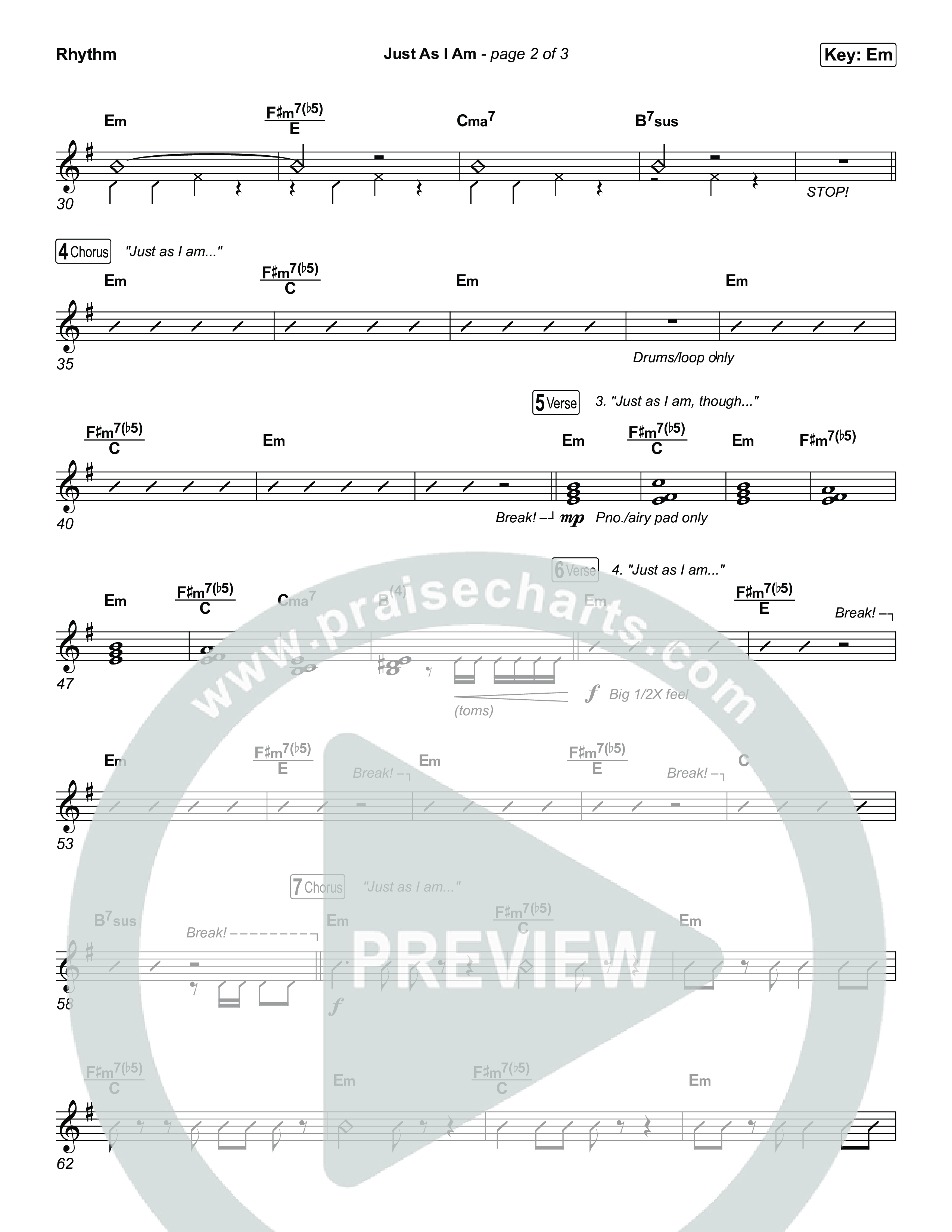 Just As I Am Rhythm Chart (Tommee Profitt / Jon Reddick)