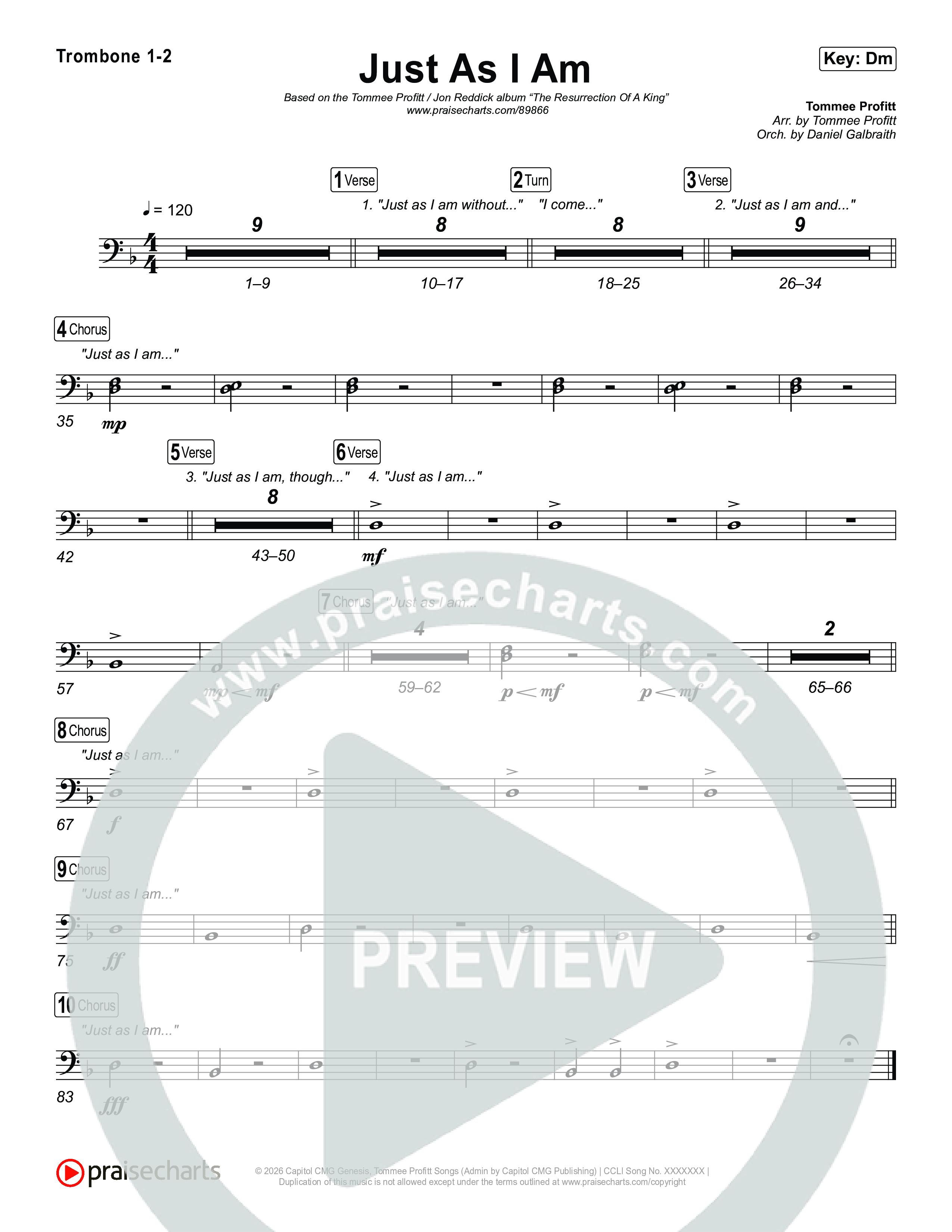 Just As I Am Trombone 1,2 (Tommee Profitt / Jon Reddick)