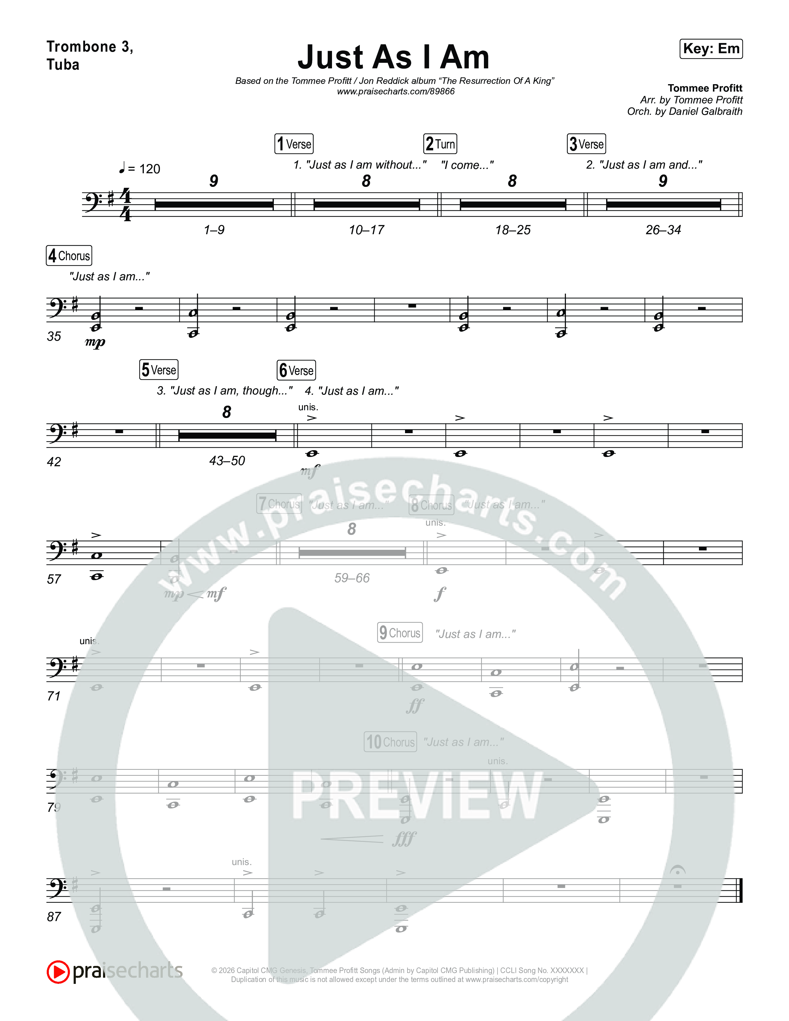 Just As I Am Trombone 1,2 (Tommee Profitt / Jon Reddick)