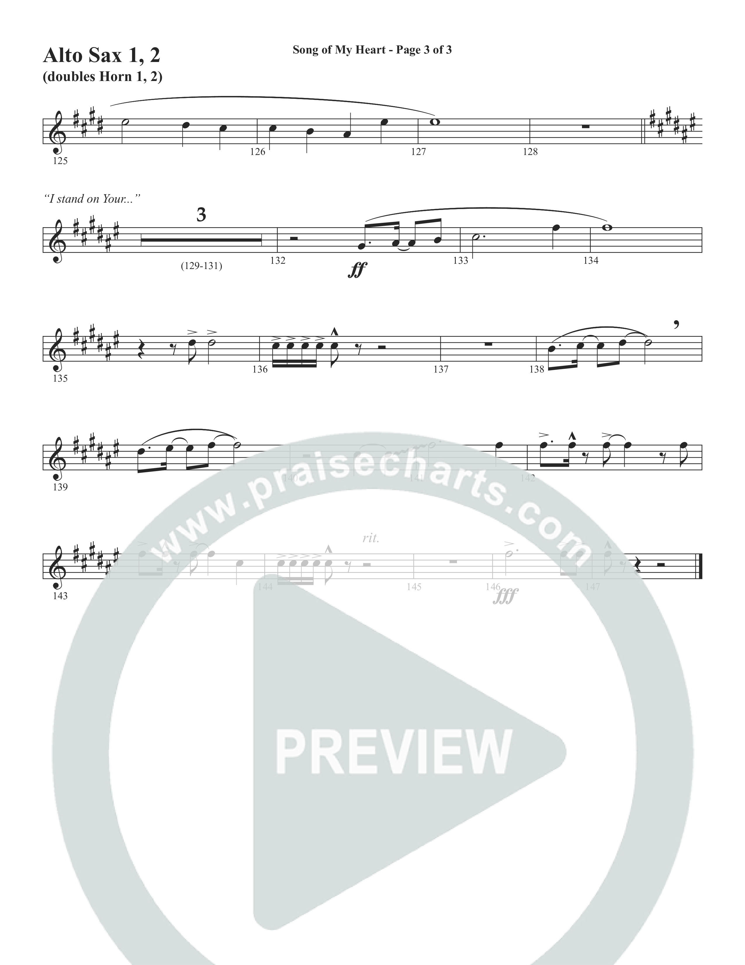 Song Of My Heart (Choral Anthem SATB) Alto Sax 1/2 (Word Music Choral / Orch. Daniel Semsen)