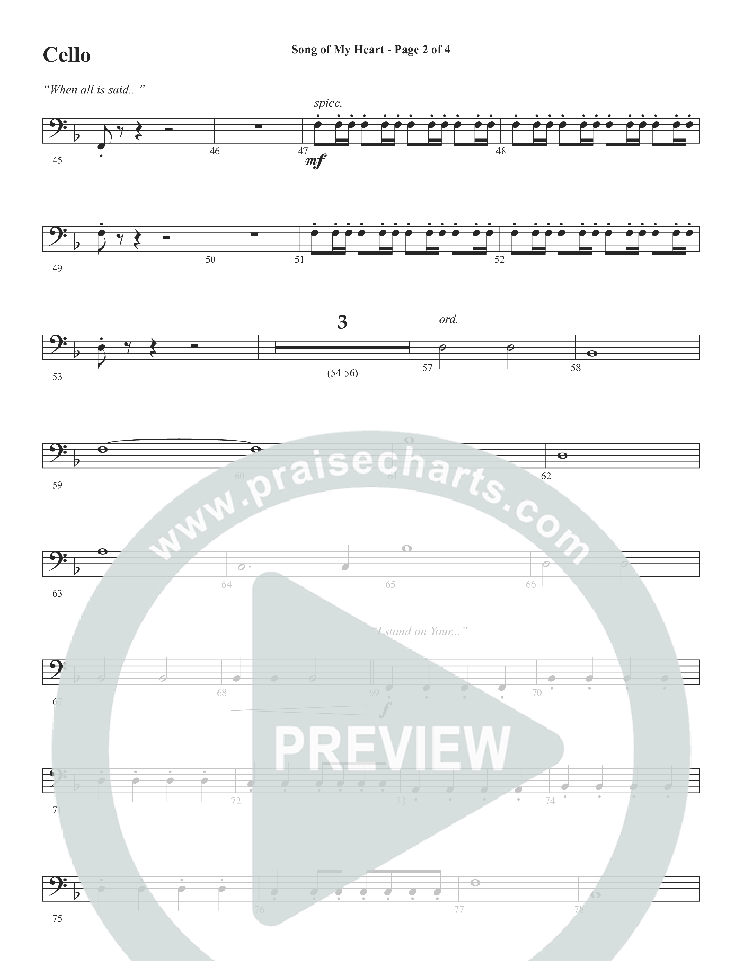 Song Of My Heart (Choral Anthem SATB) Cello (Word Music Choral / Orch. Daniel Semsen)