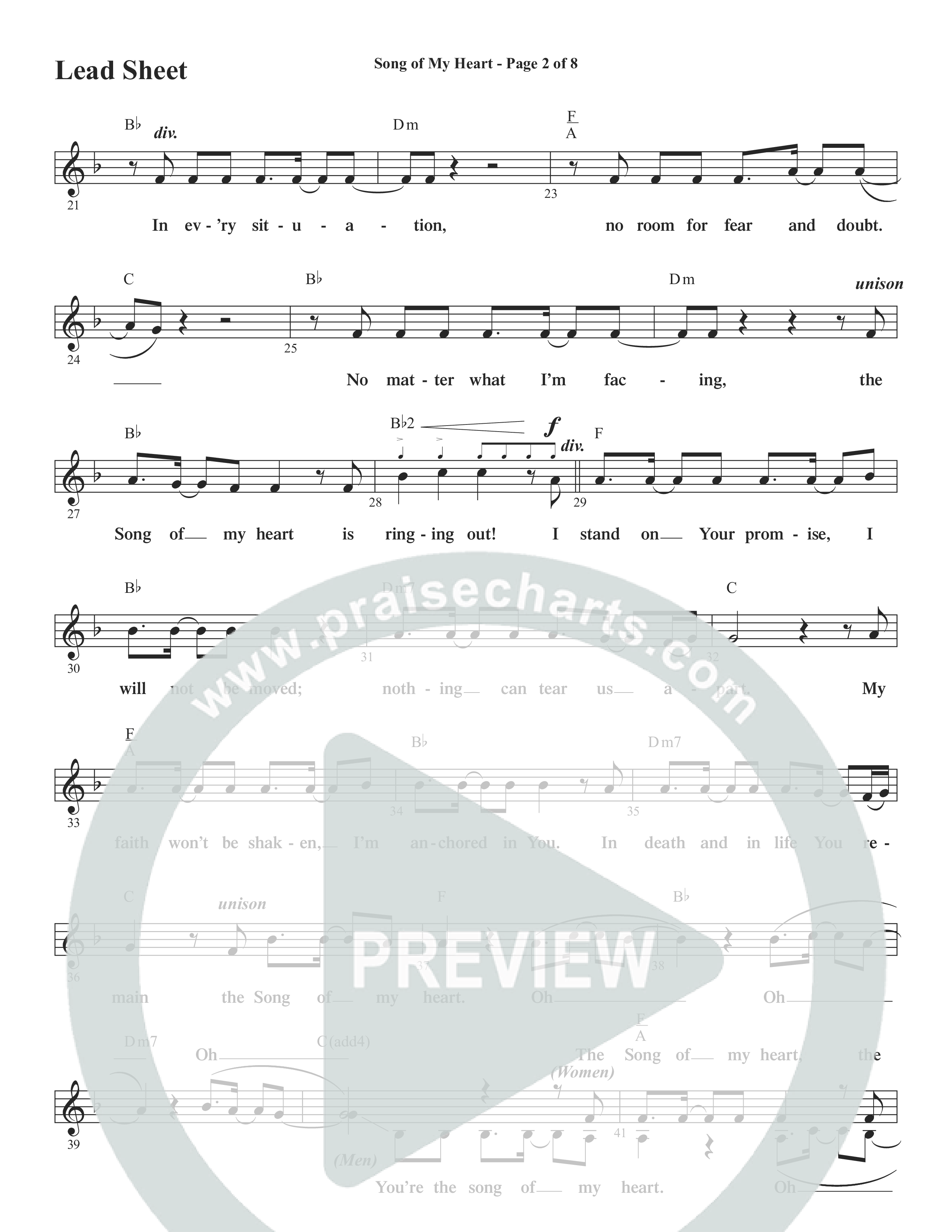 Song Of My Heart (Choral Anthem SATB) Lead Sheet (Melody) (Word Music Choral / Orch. Daniel Semsen)