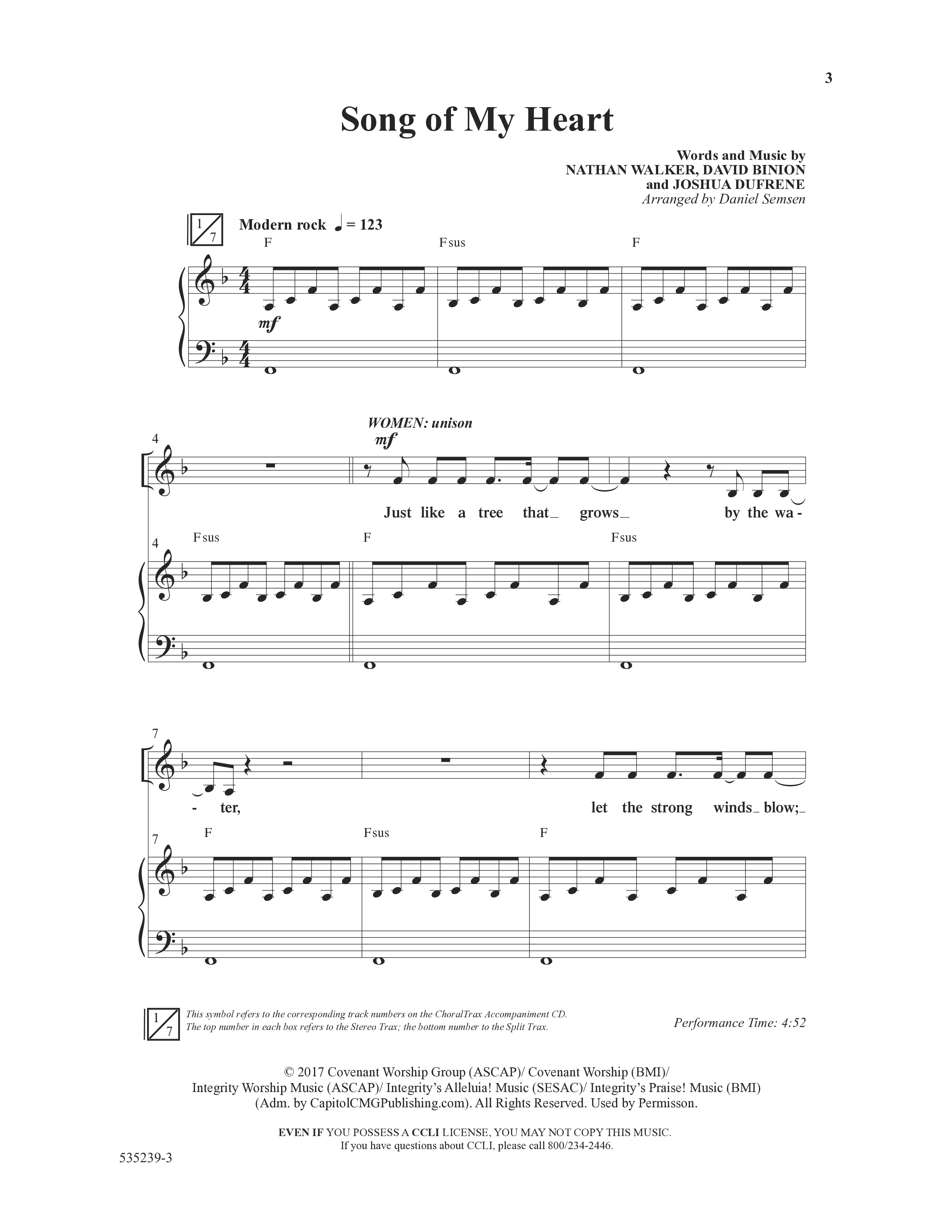 Song Of My Heart (Choral Anthem SATB) Anthem (SATB/Piano) (Word Music Choral / Orch. Daniel Semsen)