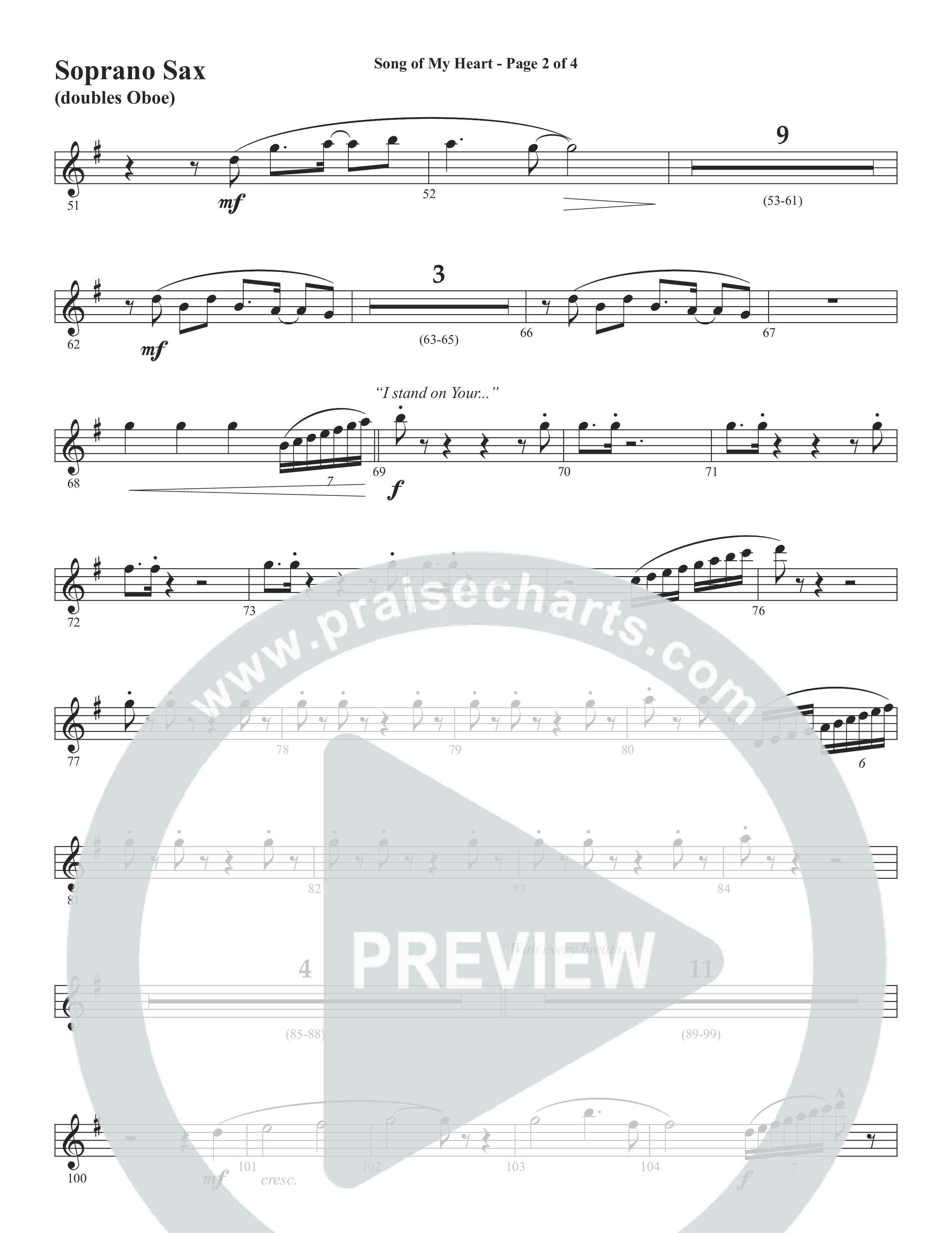 Song Of My Heart (Choral Anthem SATB) Soprano Sax (Word Music Choral / Orch. Daniel Semsen)