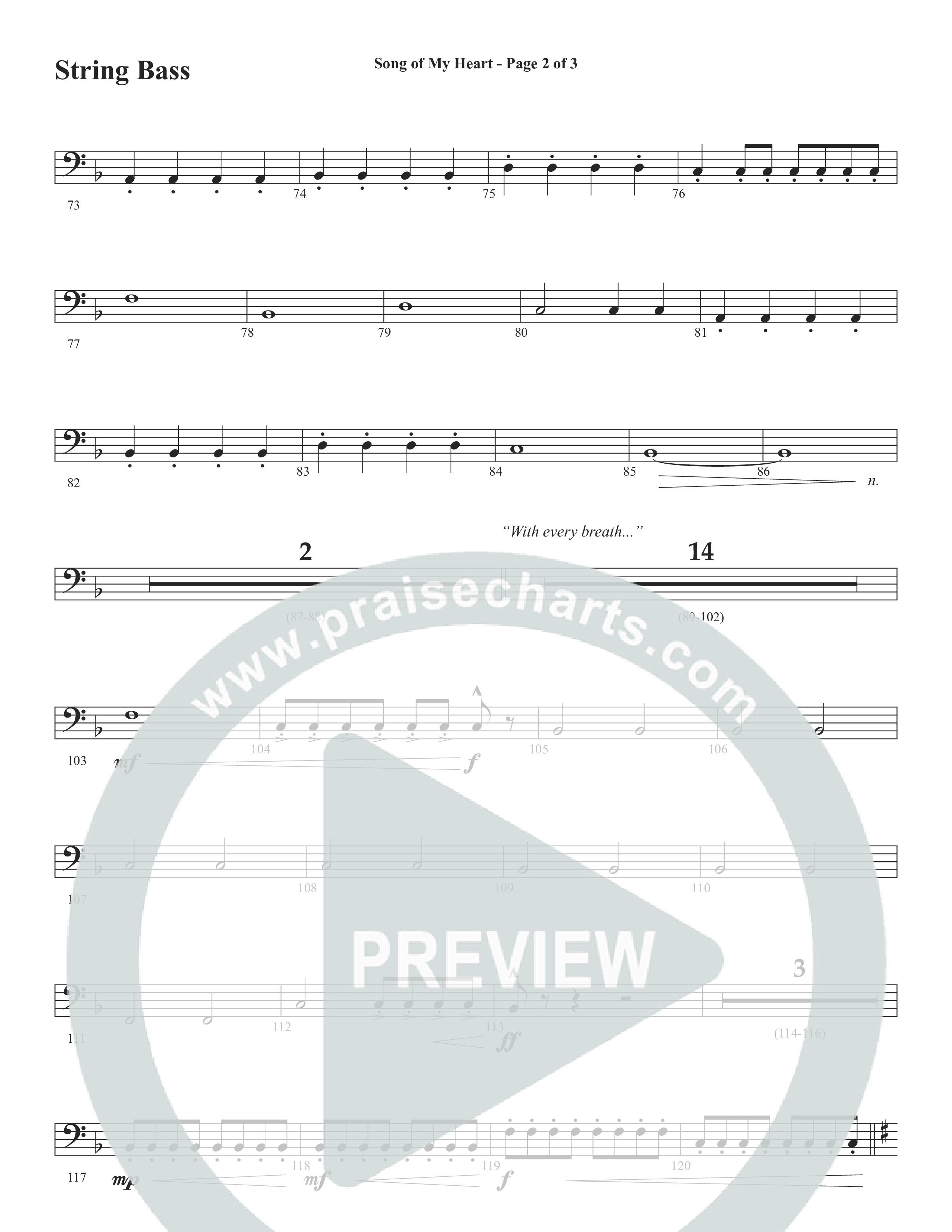Song Of My Heart (Choral Anthem SATB) String Bass (Word Music Choral / Orch. Daniel Semsen)