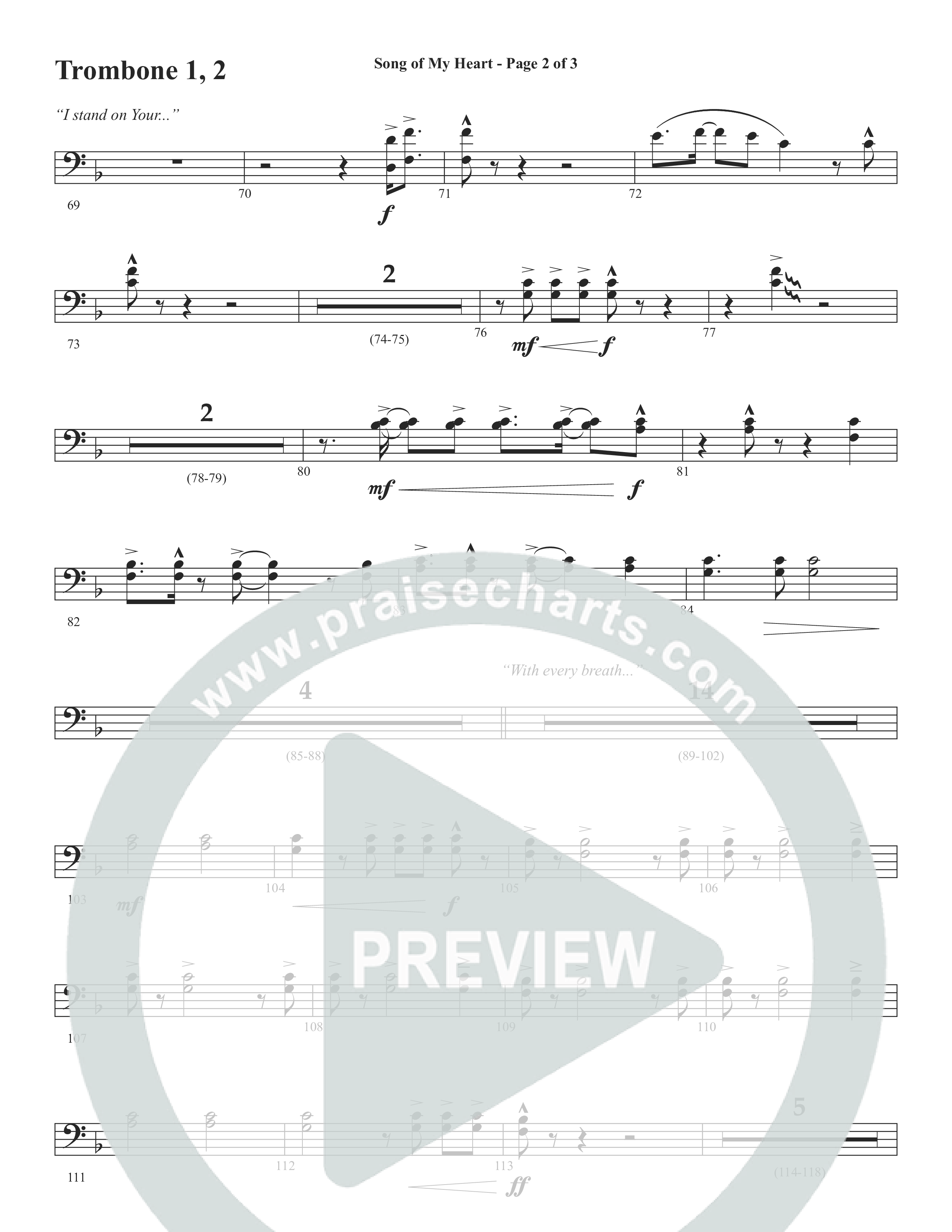 Song Of My Heart (Choral Anthem SATB) Trombone 1/2 (Word Music Choral / Orch. Daniel Semsen)