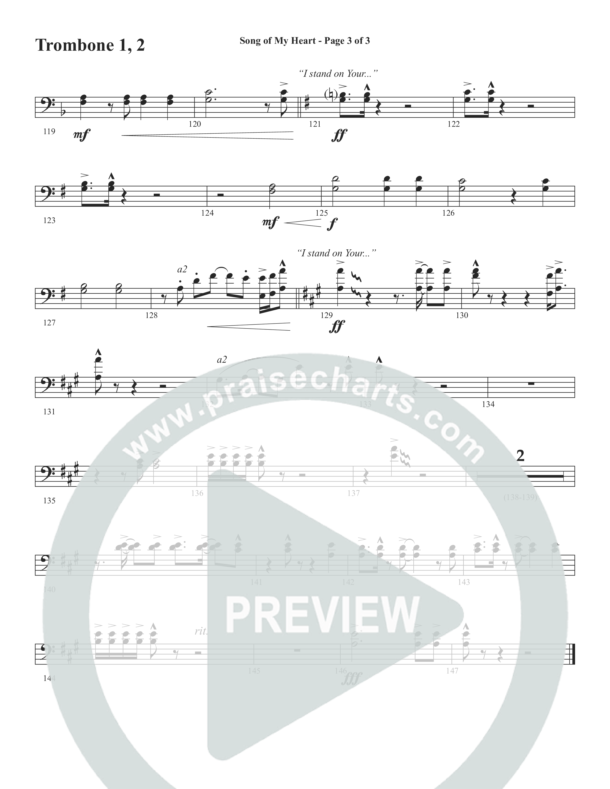 Song Of My Heart (Choral Anthem SATB) Trombone 1/2 (Word Music Choral / Orch. Daniel Semsen)