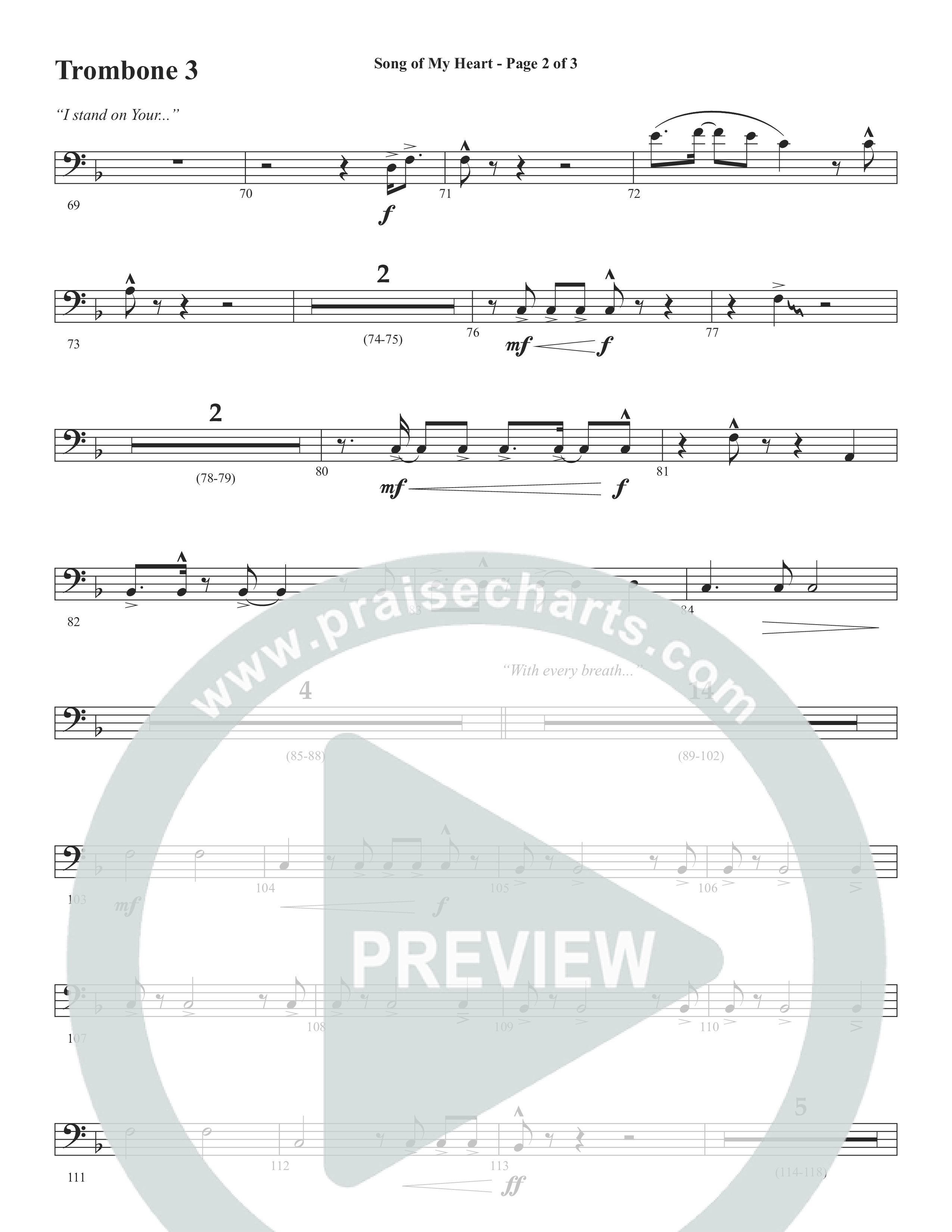 Song Of My Heart (Choral Anthem SATB) Trombone 3 (Word Music Choral / Orch. Daniel Semsen)
