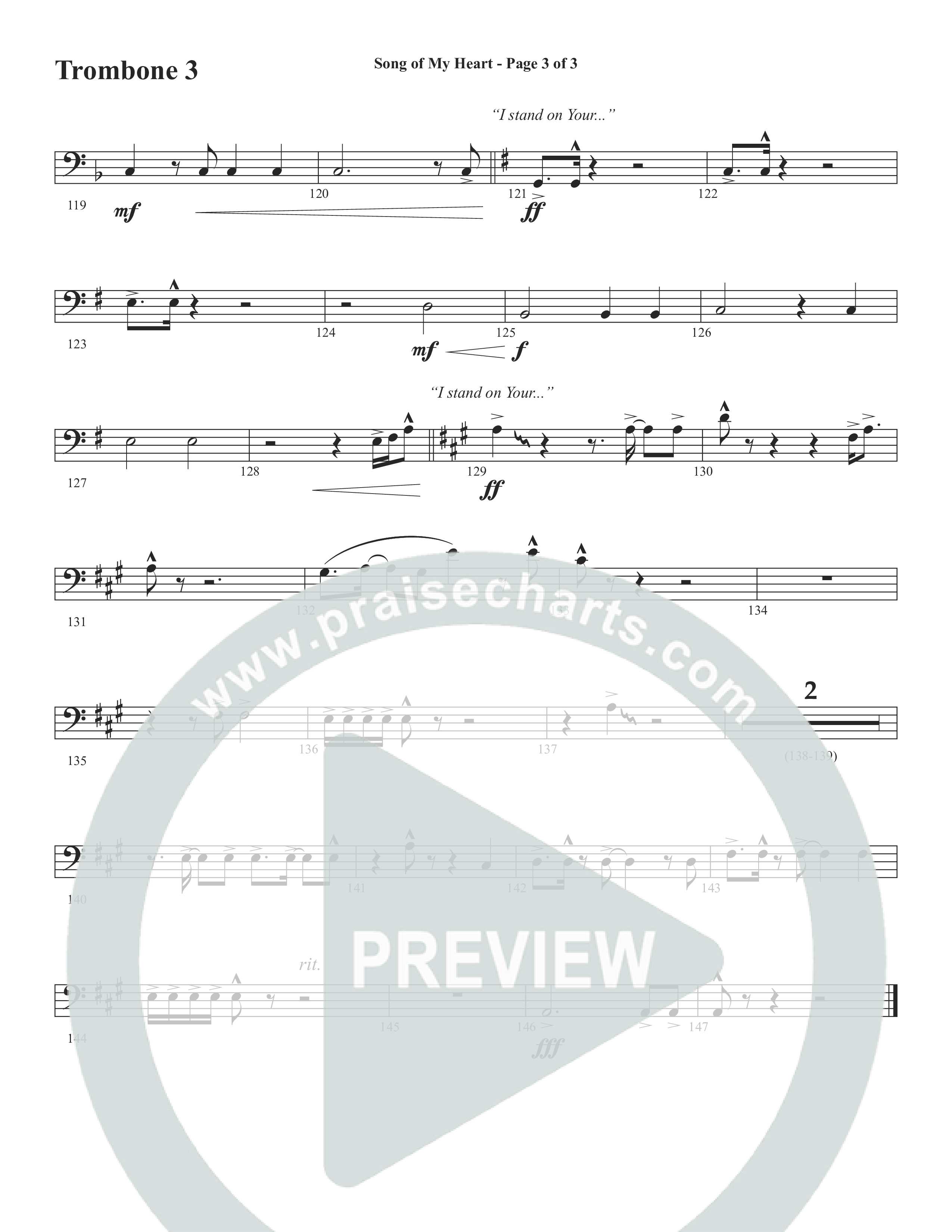 Song Of My Heart (Choral Anthem SATB) Trombone 3 (Word Music Choral / Orch. Daniel Semsen)