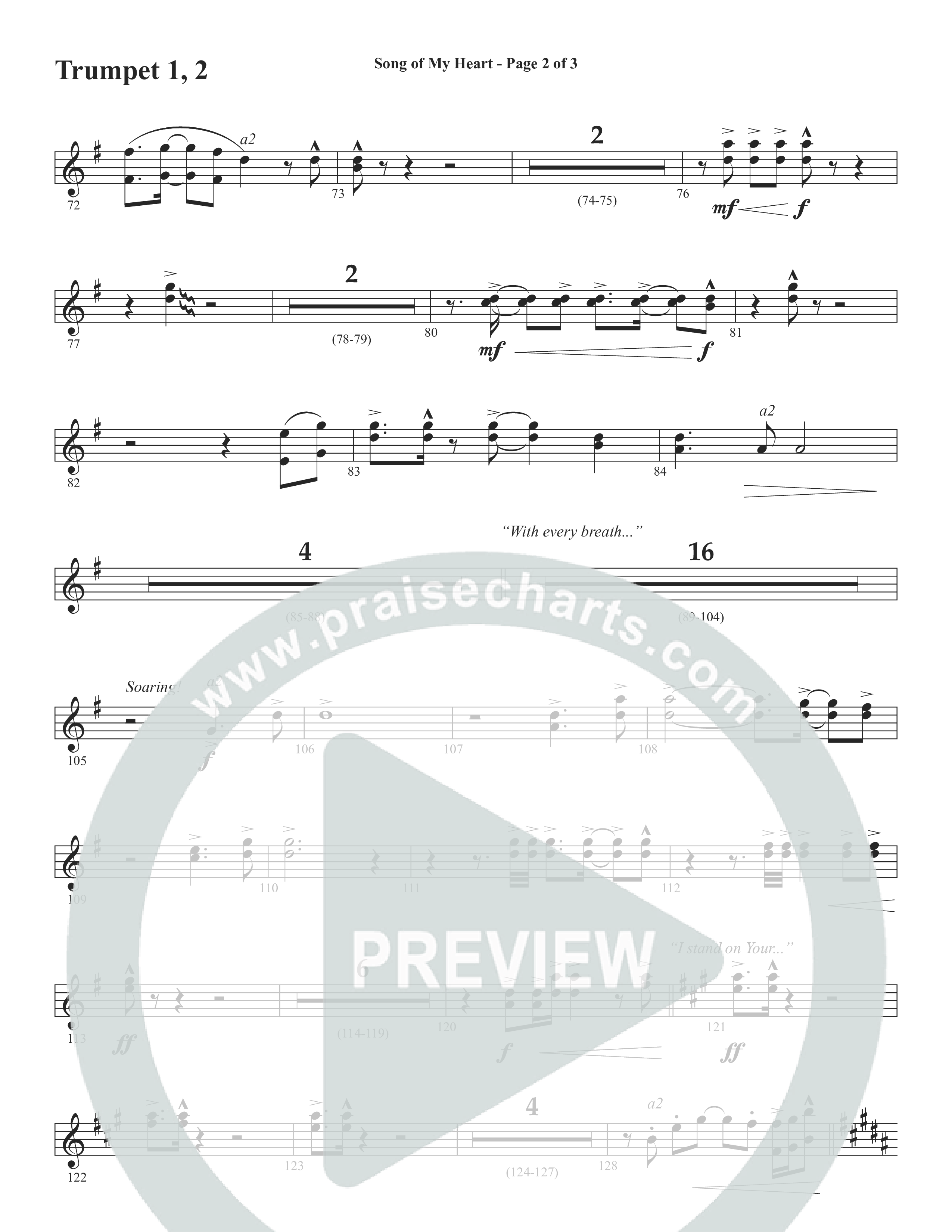 Song Of My Heart (Choral Anthem SATB) Trumpet 1,2 (Word Music Choral / Orch. Daniel Semsen)
