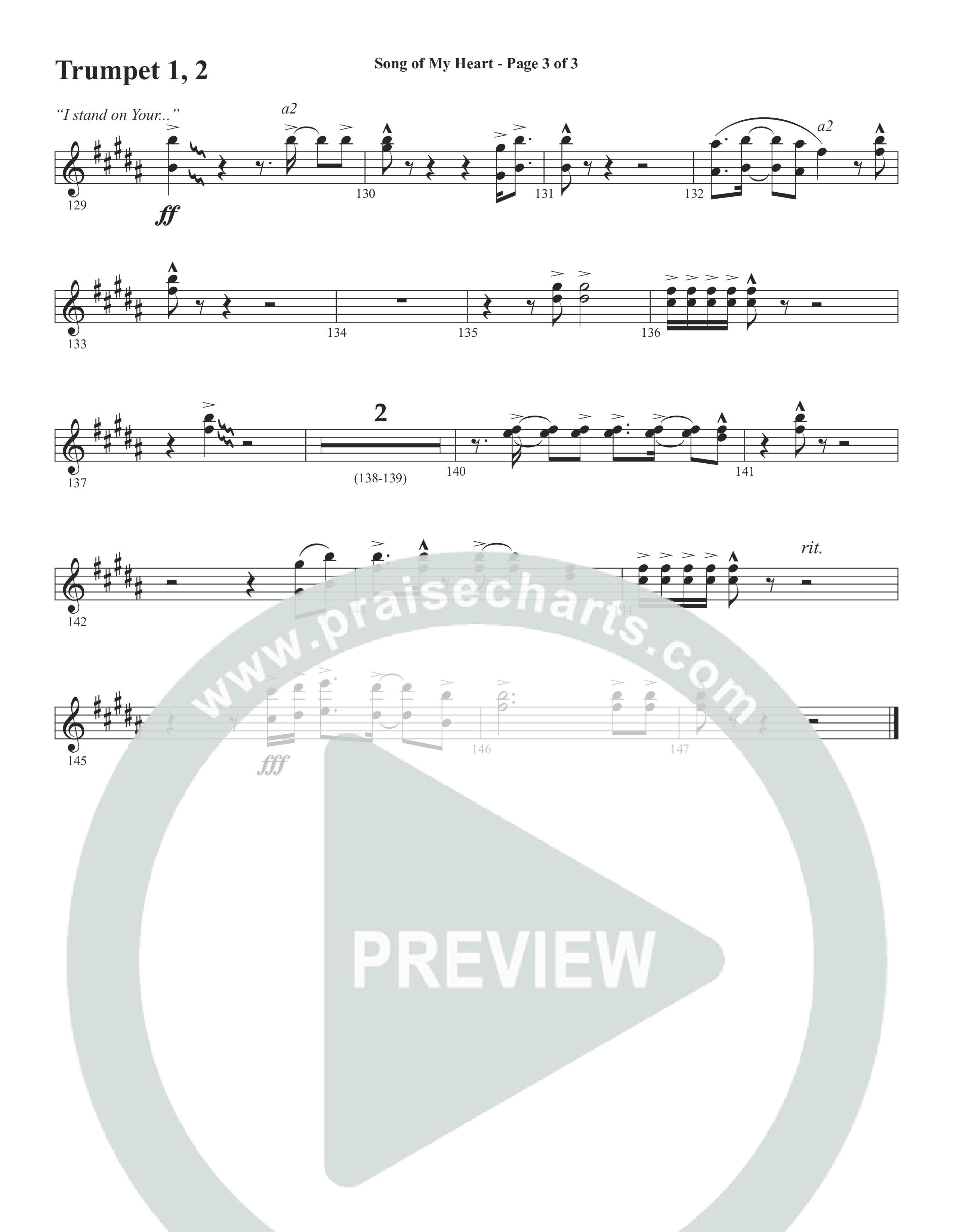 Song Of My Heart (Choral Anthem SATB) Trumpet 1,2 (Word Music Choral / Orch. Daniel Semsen)