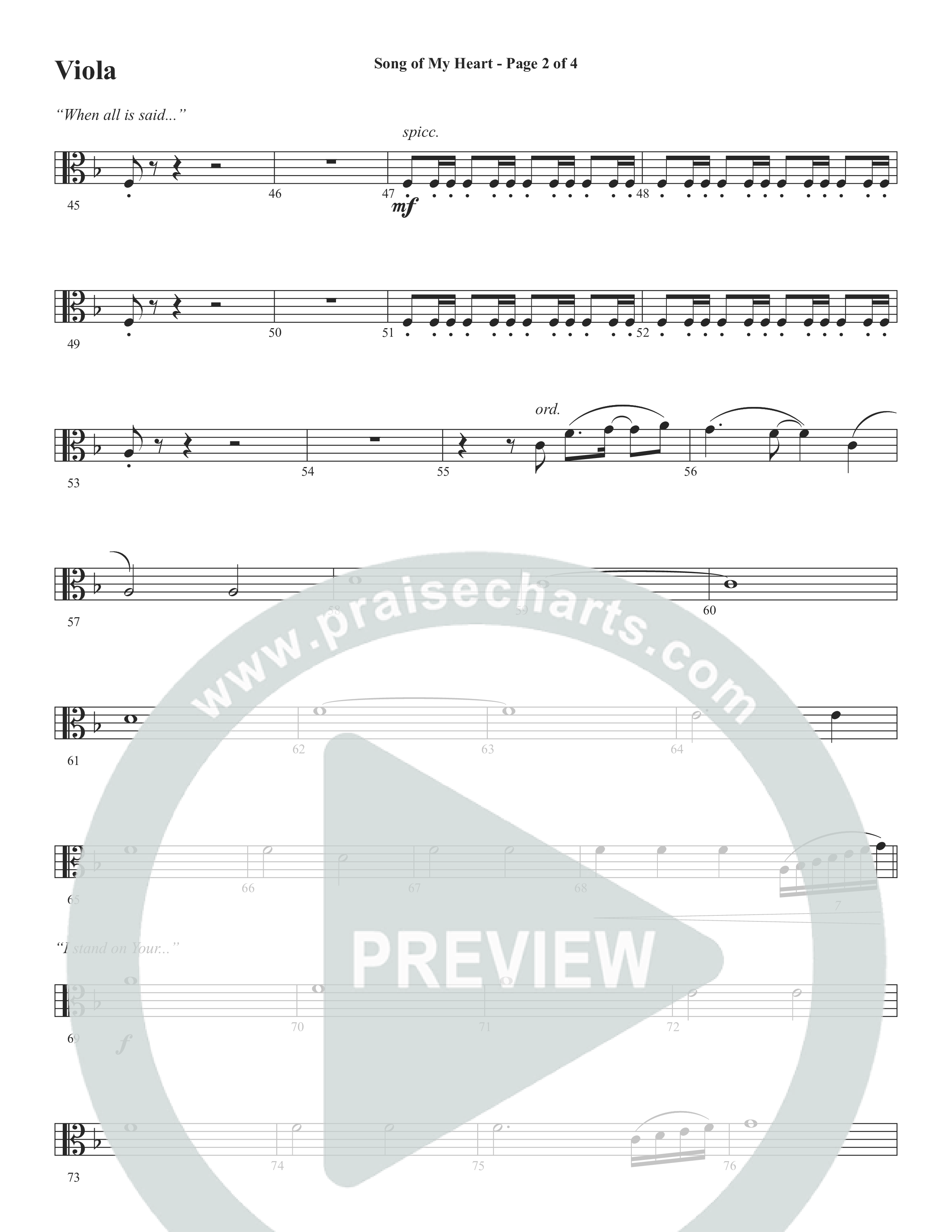 Song Of My Heart (Choral Anthem SATB) Viola (Word Music Choral / Orch. Daniel Semsen)