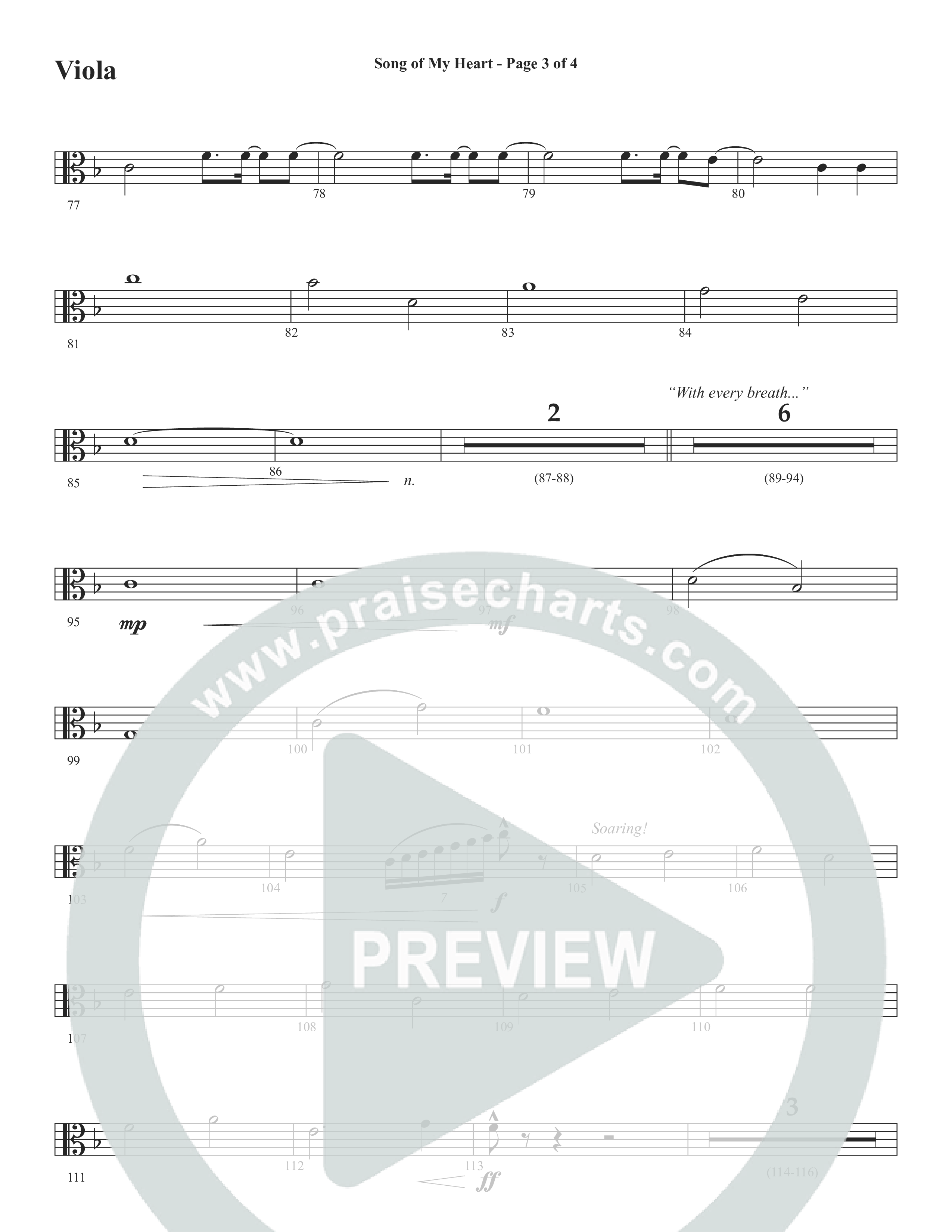 Song Of My Heart (Choral Anthem SATB) Viola (Word Music Choral / Orch. Daniel Semsen)