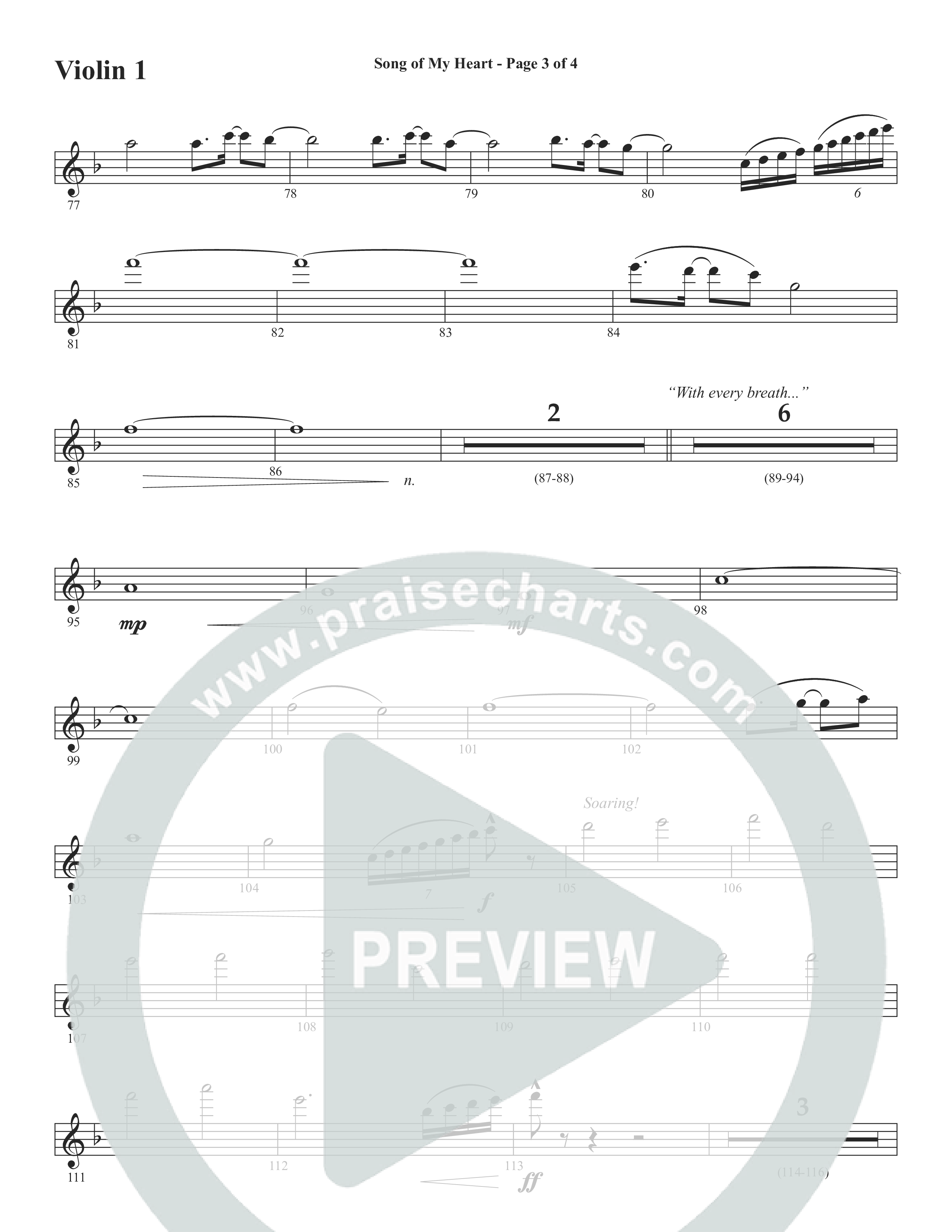 Song Of My Heart (Choral Anthem SATB) Violin 1/2 (Word Music Choral / Orch. Daniel Semsen)