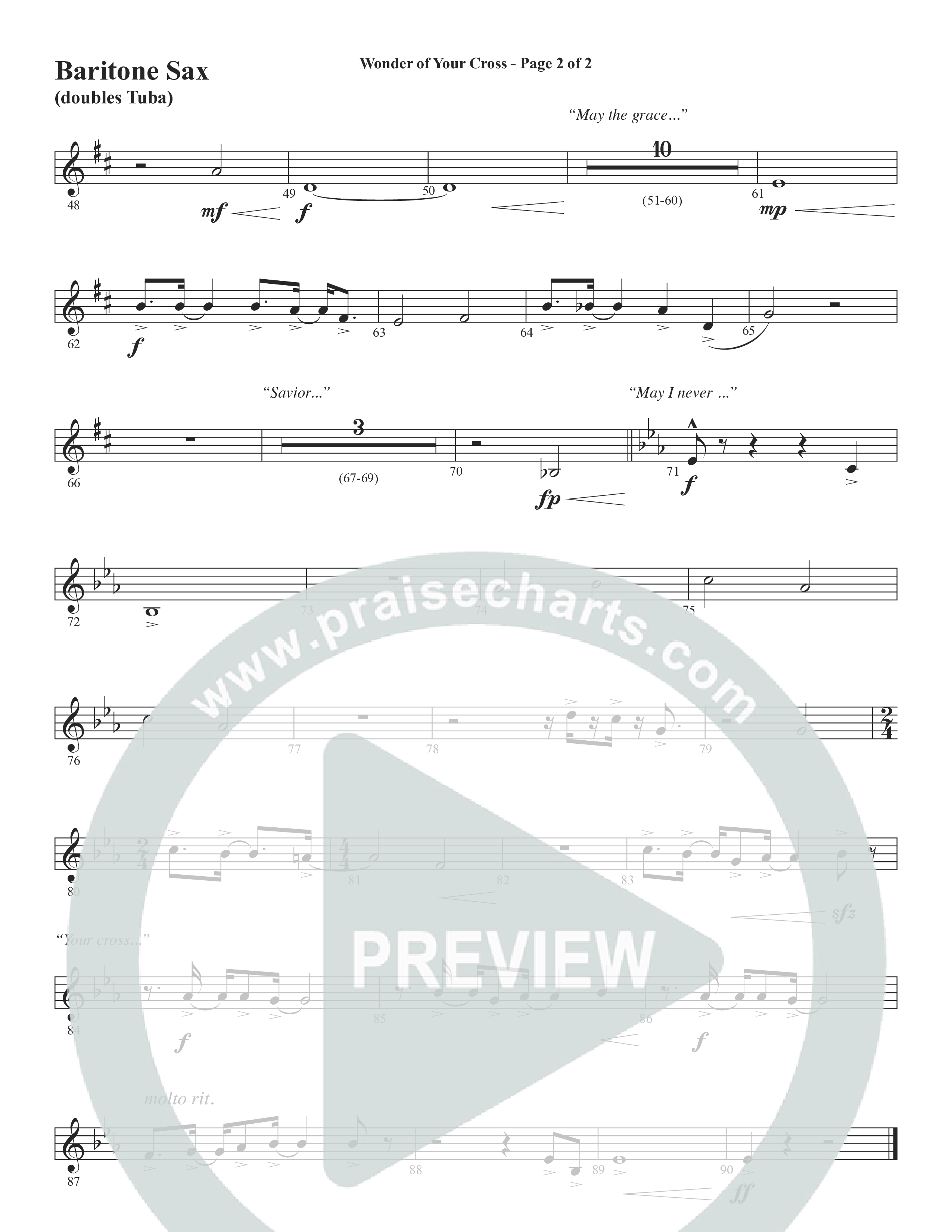 Wonder Of Your Cross (Choral Anthem SATB) Bari Sax (Word Music Choral / David Wise / David Shipps)