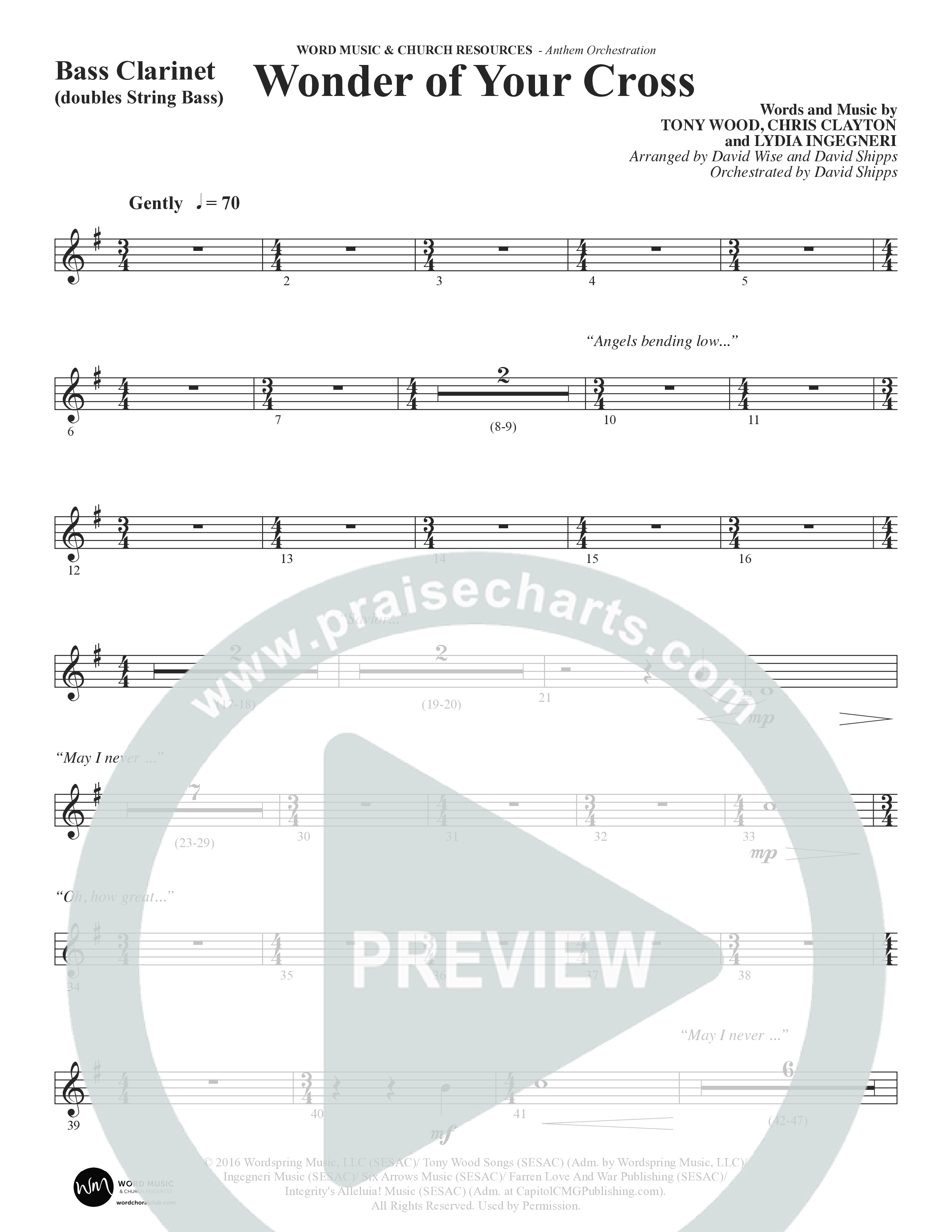 Wonder Of Your Cross (Choral Anthem SATB) Bass Clarinet (Word Music Choral / David Wise / David Shipps)