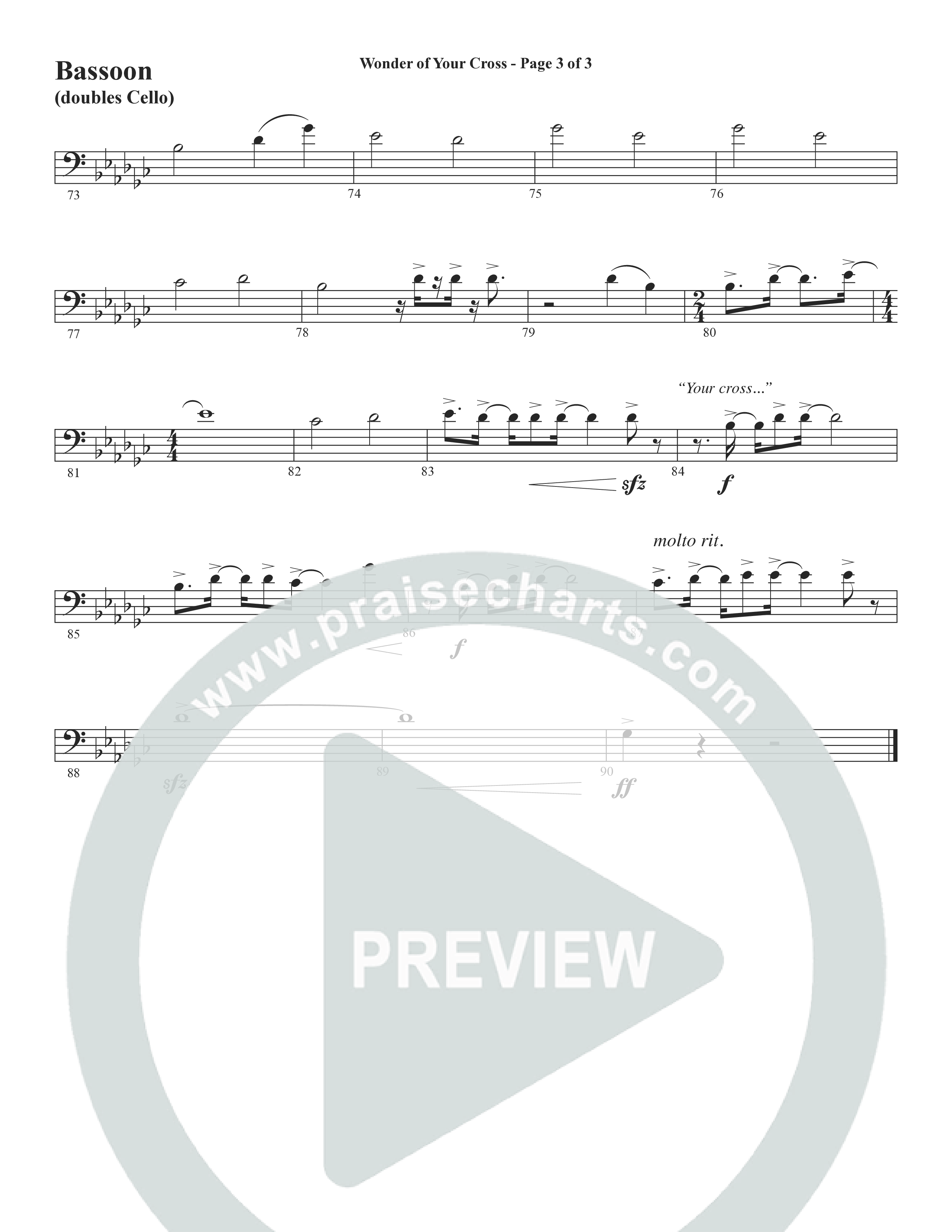 Wonder Of Your Cross (Choral Anthem SATB) Bassoon (Word Music Choral / David Wise / David Shipps)