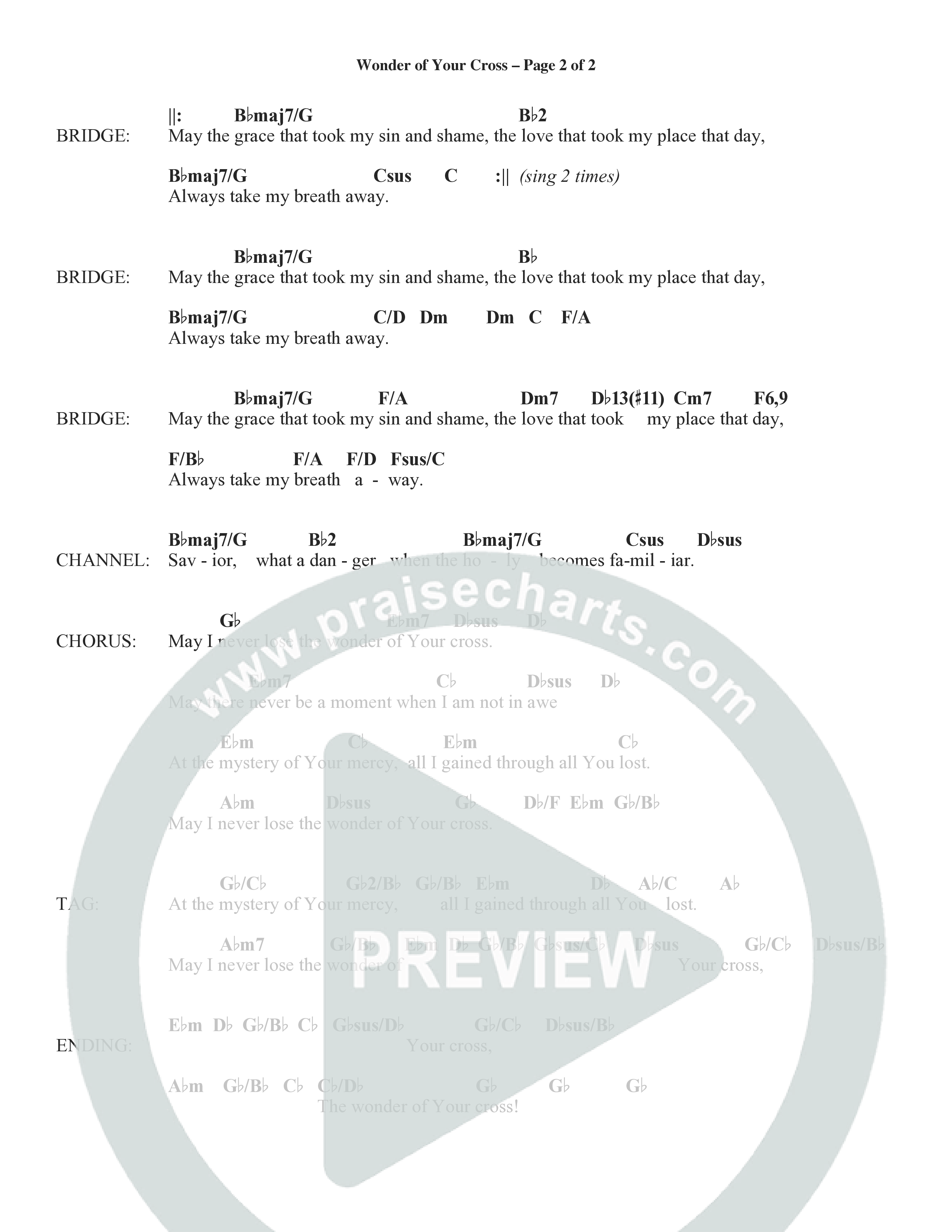 Wonder Of Your Cross (Choral Anthem SATB) Chord Chart (Word Music Choral / David Wise / David Shipps)