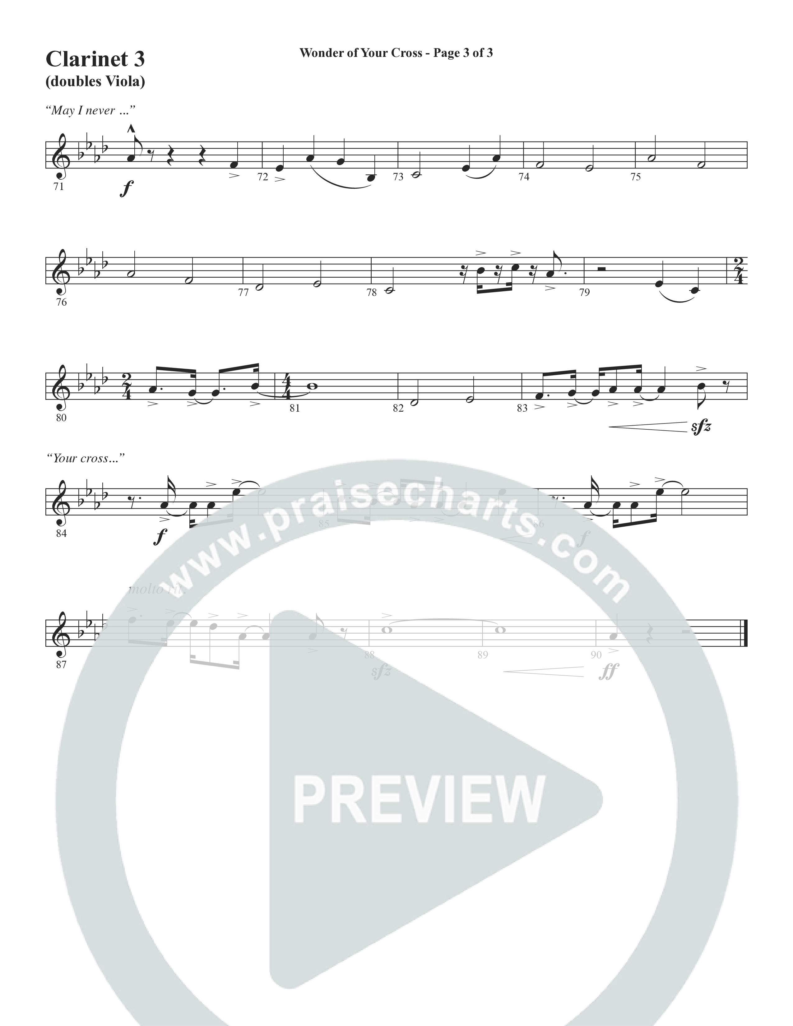 Wonder Of Your Cross (Choral Anthem SATB) Clarinet 3 (Word Music Choral / David Wise / David Shipps)